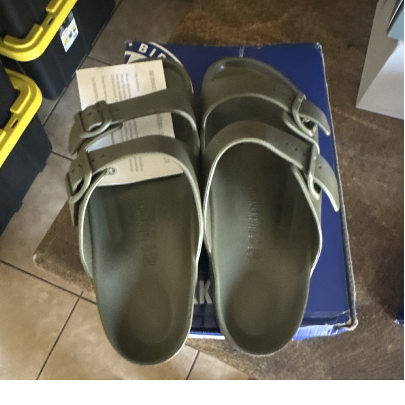 Birkenstock Arizona EVA Buckle Men’s Sandals Khaki Lightweight Size 10 Regular