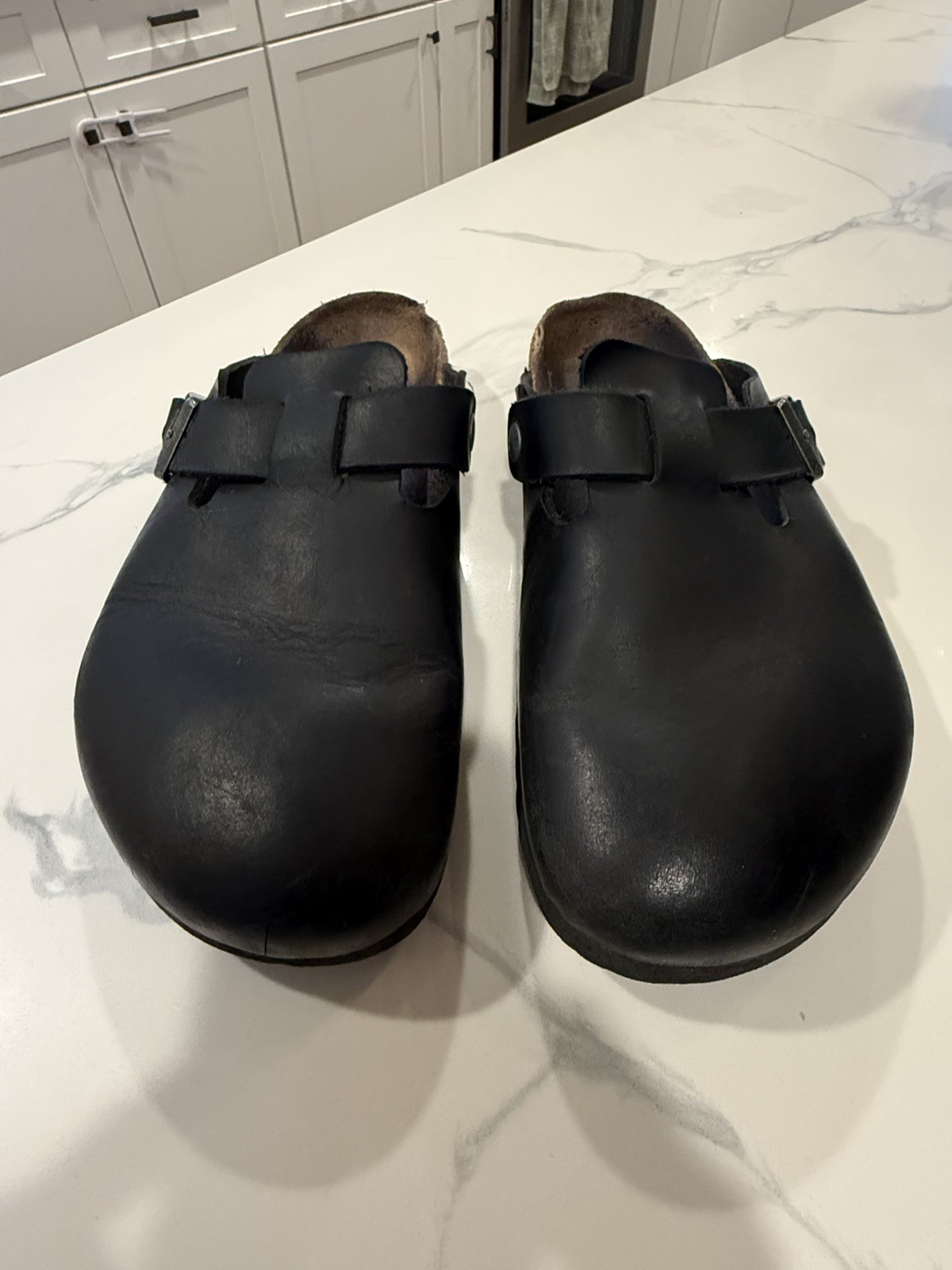 Birkenstock Boston Oiled Leather Black Unisex Clogs size 42 used
