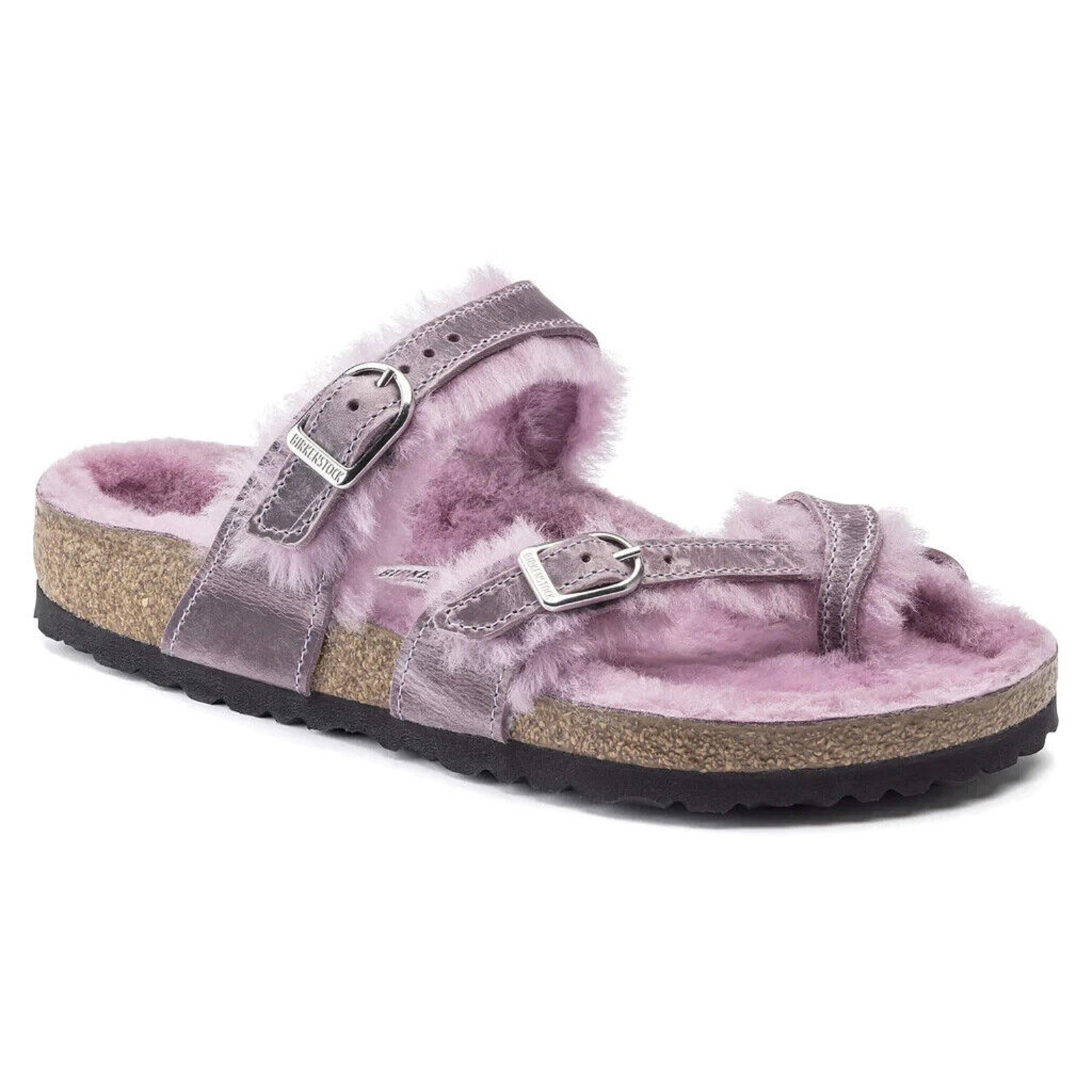 Birkenstock Mayari Shearling Oiled Leather Lavender Sandals 1021016 USL4 EU35