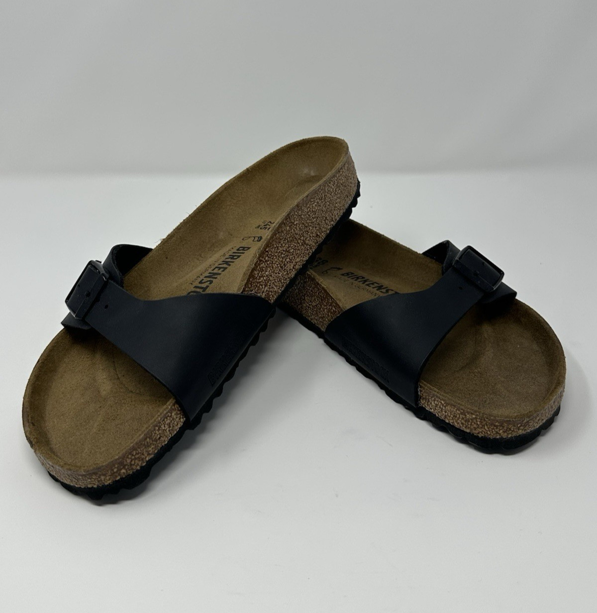 Birkenstock Madrid Birko-Flor Black Slide Sandals US L7 M5 Vacation