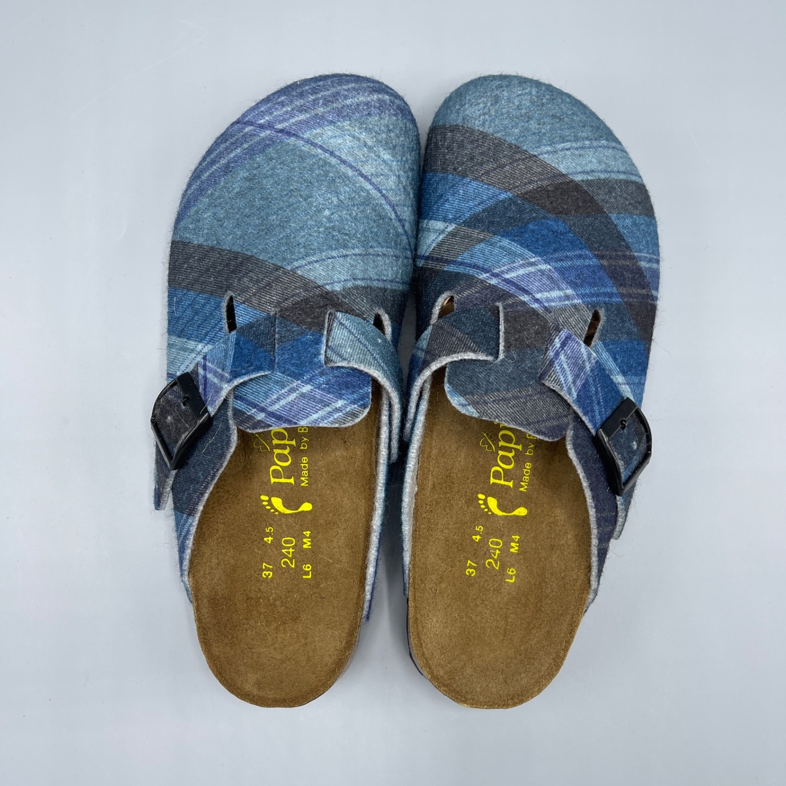 BIRKENSTOCK Papillio Boston Sandals Blue Tartan Wool Clog *NEW* SZ 37 | L6