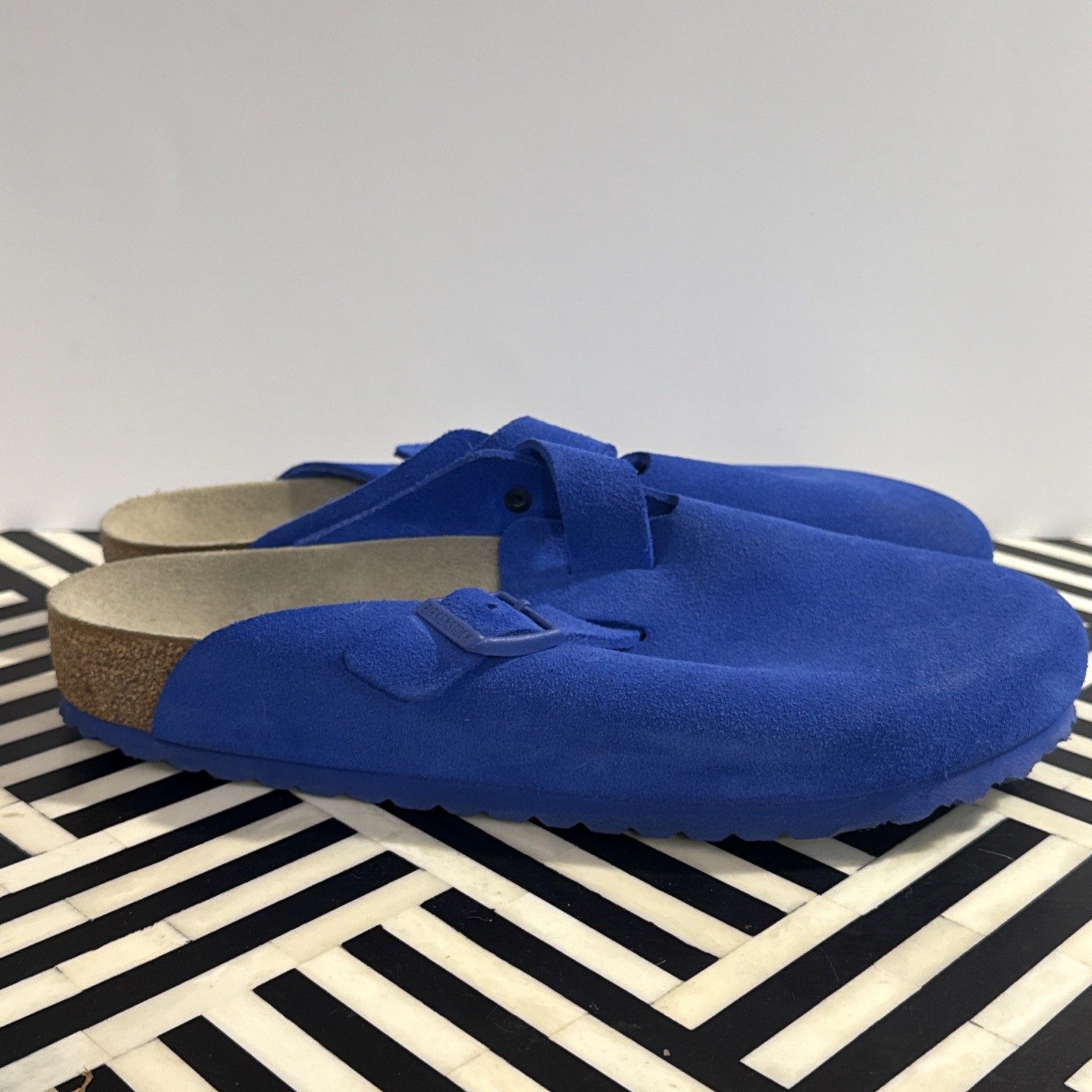 Birkenstock Boston clog in Ultra Blue suede leather