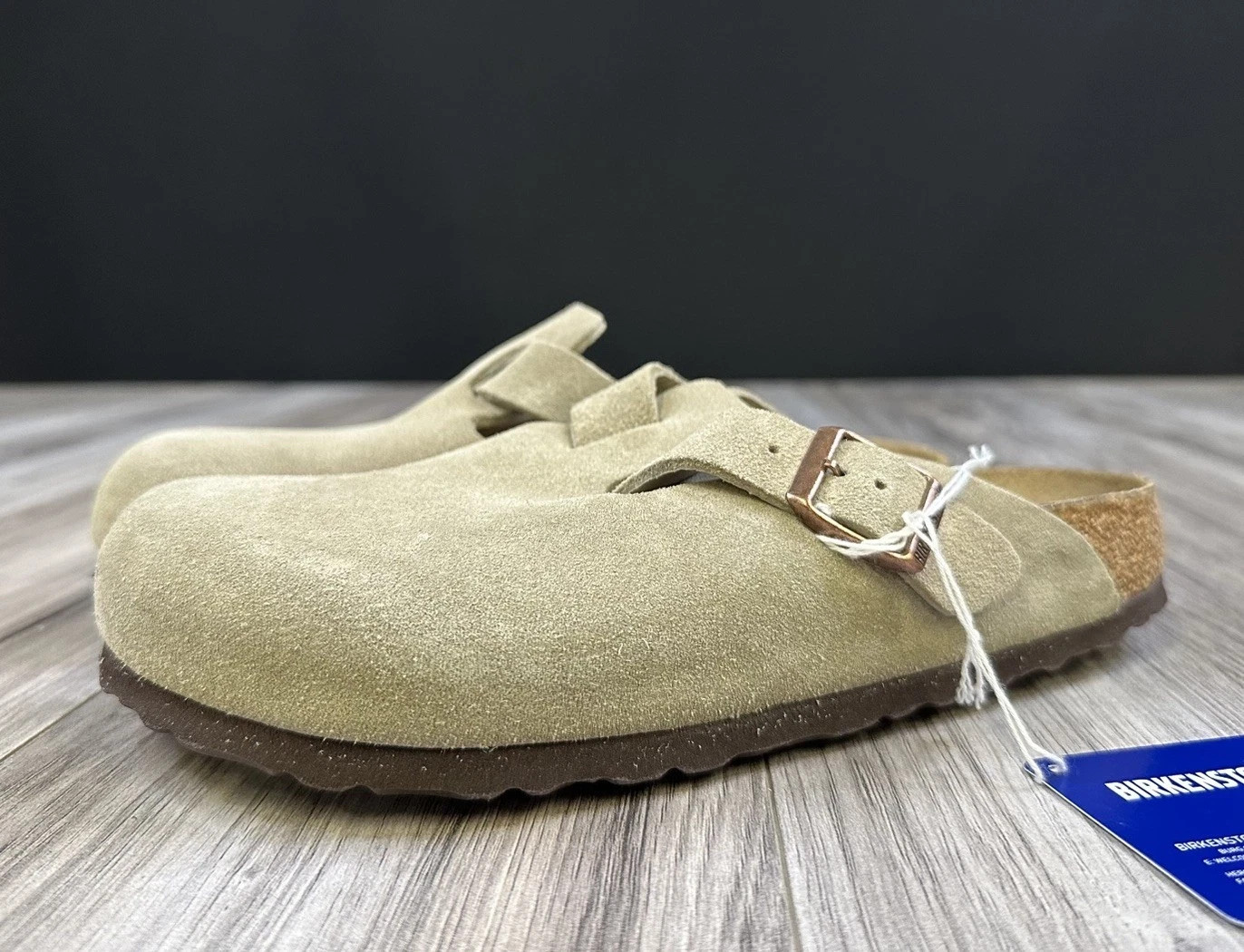 Birkenstock Boston BS Clogs Taupe Suede Soft Footbed Narrow Womens 8 39 NEW