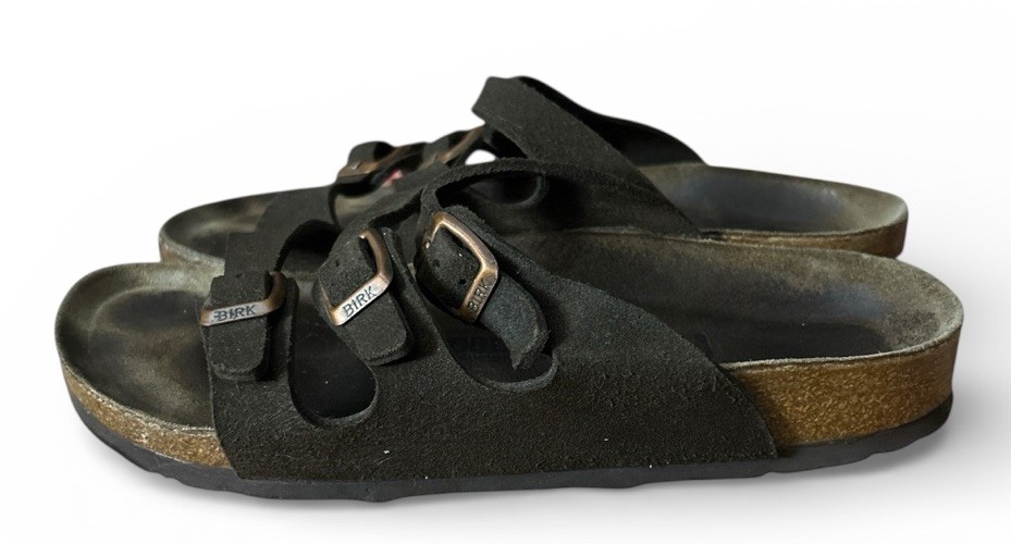 Birkenstock Florida Triple 3 Strap Dark Brown Sandals Soft Footbed Womens 39 8.5