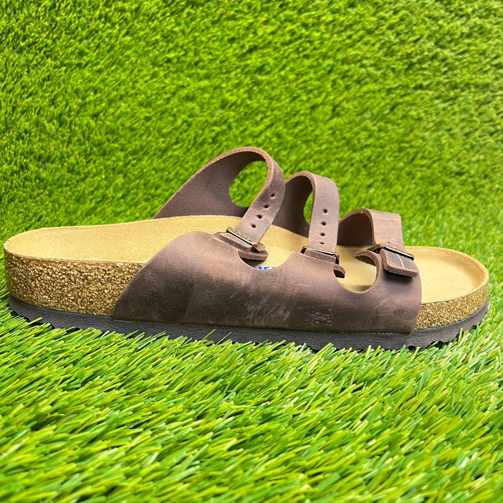 Birkenstock Florida Birko-Flor Mens Size 8 Brown Beach Walking Slide Sandals