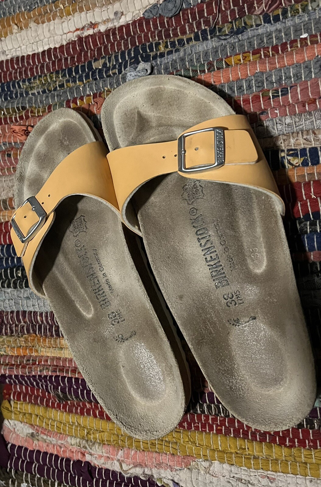 Birkenstock Madrid Coral Peach Leather Womens Sandals SZ EU 38 / 7-7.5 US