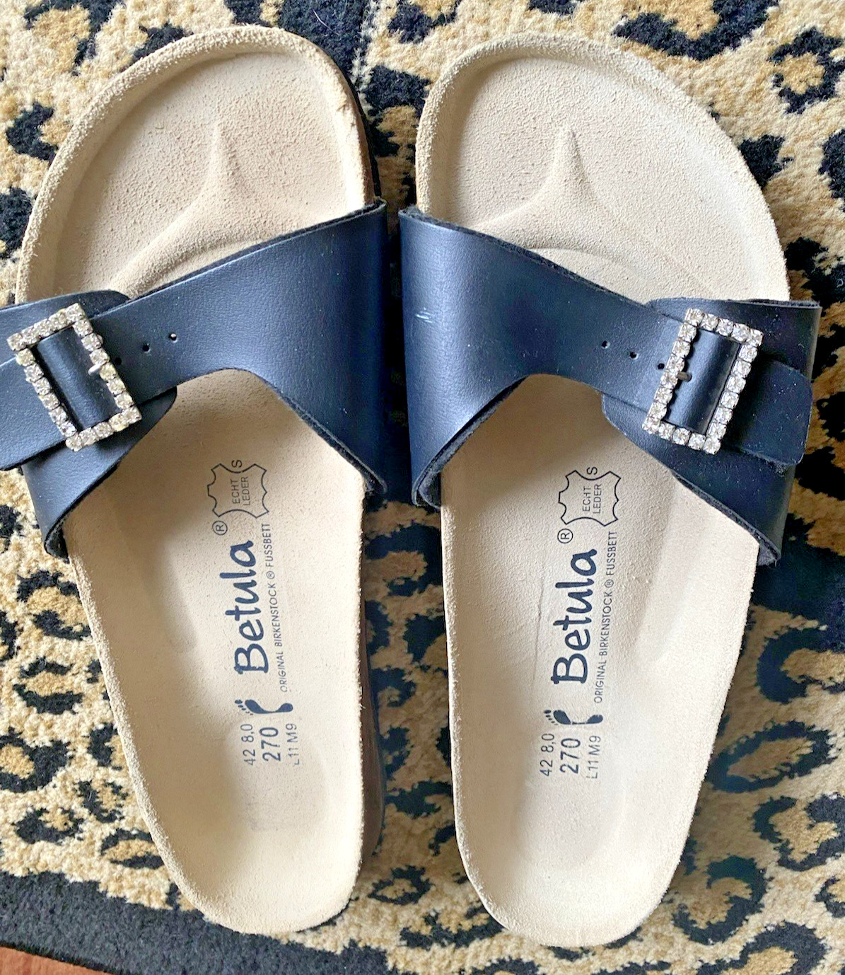 Birkenstock Madrid BETULA BLACK JEWELLED RHINESTONE BUCKLE SANDAL Womens 11 42