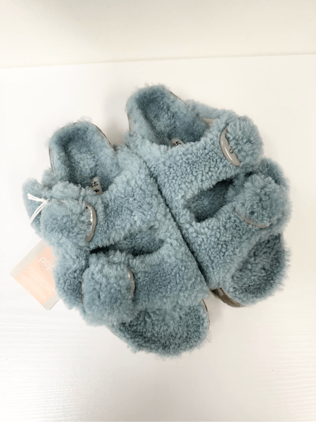 Birkenstock Papillio Arizona Big Buckle Faded Aqua Sherpa Shearling 40 9 Narrow