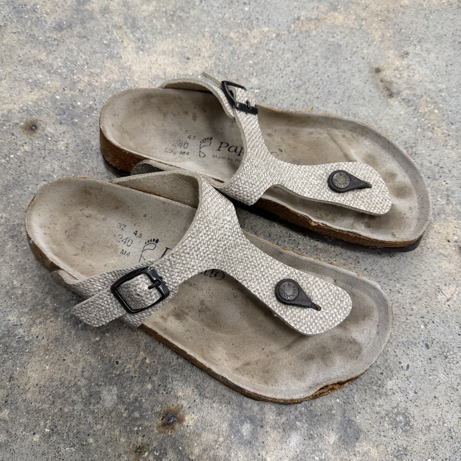 Womens Birkenstock Gizeh Metallic Beige Thong Sandals Sz EUR 37/US 6