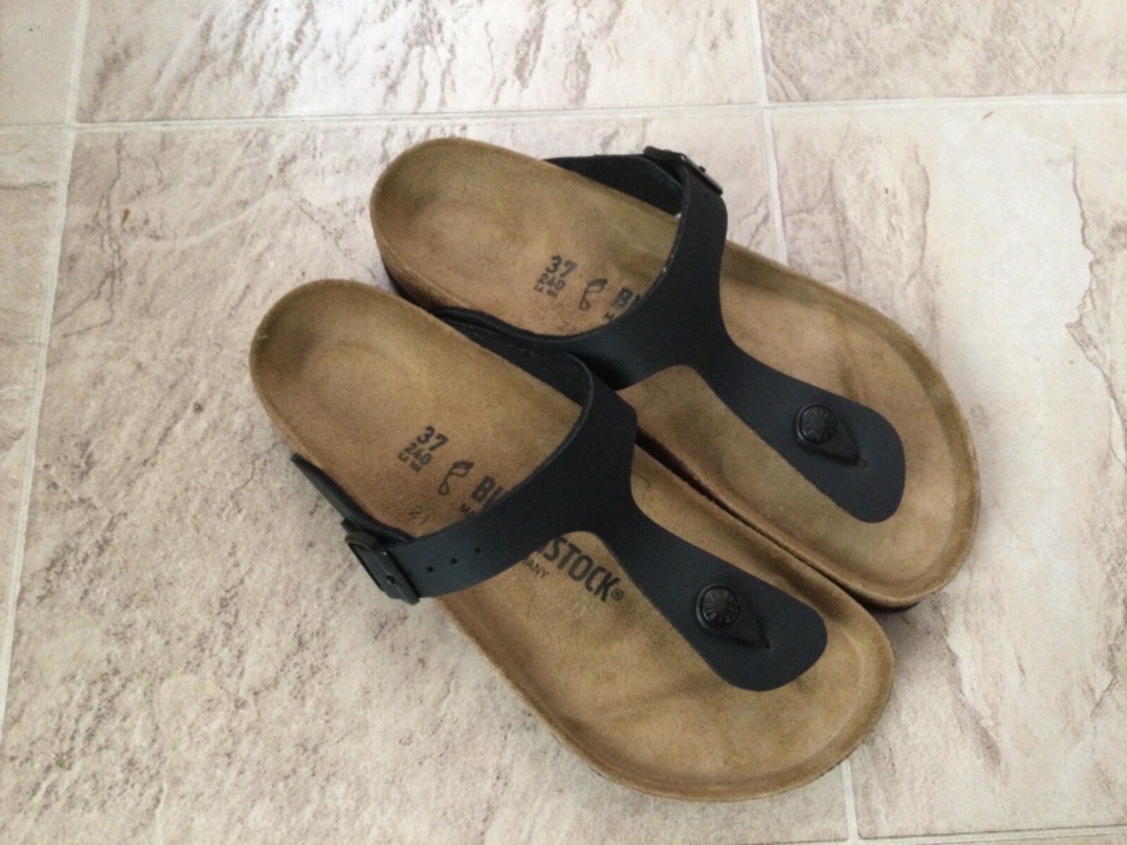 New Birkenstock Gizeh Black Thong Slide Slip On Sandals Shoes 37 US 6 Womens