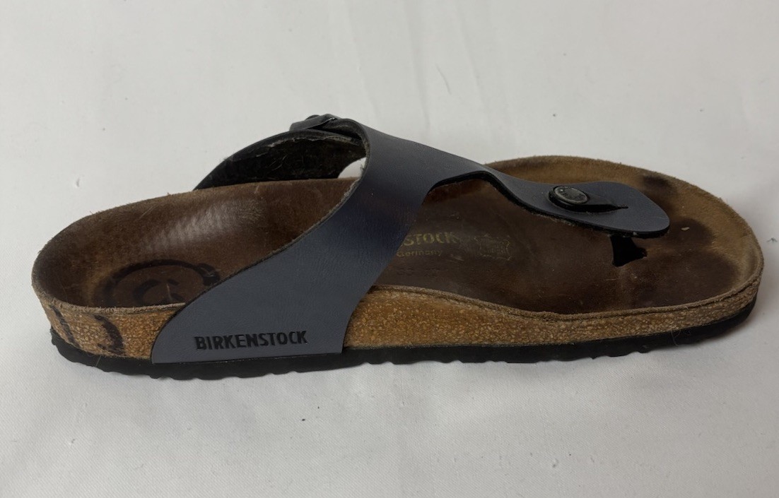 Birkenstock Gizeh Grey/Blue Thong Sandal Unisex 41 Womens 10 Mens 8 FLAW