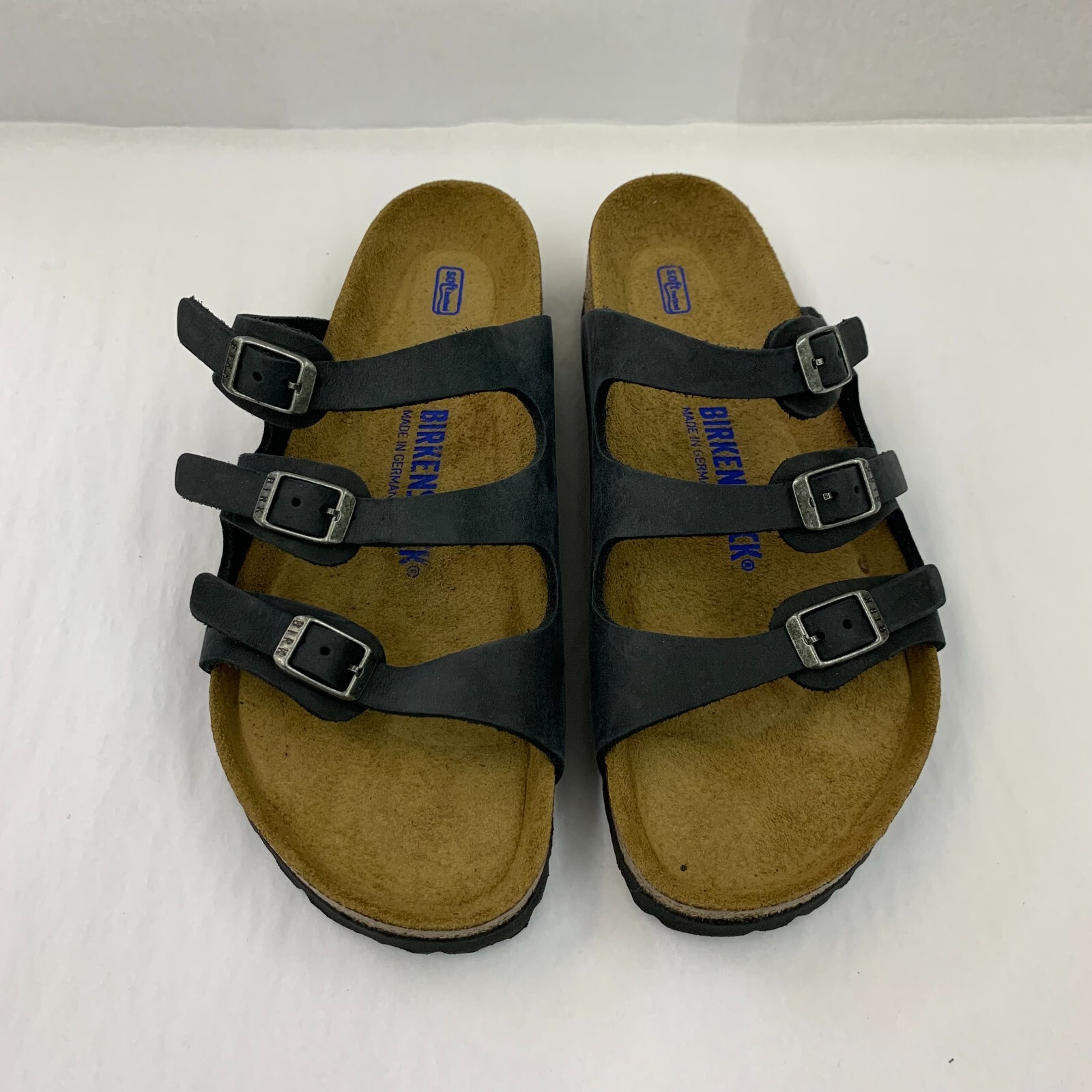 Birkenstock New w/ Box Florida Black Oiled Leather Soft Footbed Reg Select Size