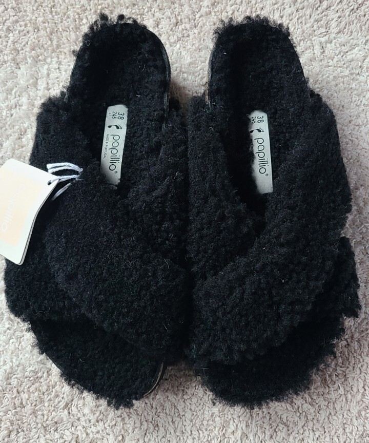 Birkenstock Papillio Daytona Shearling Sandals Black Size 38 Narrow