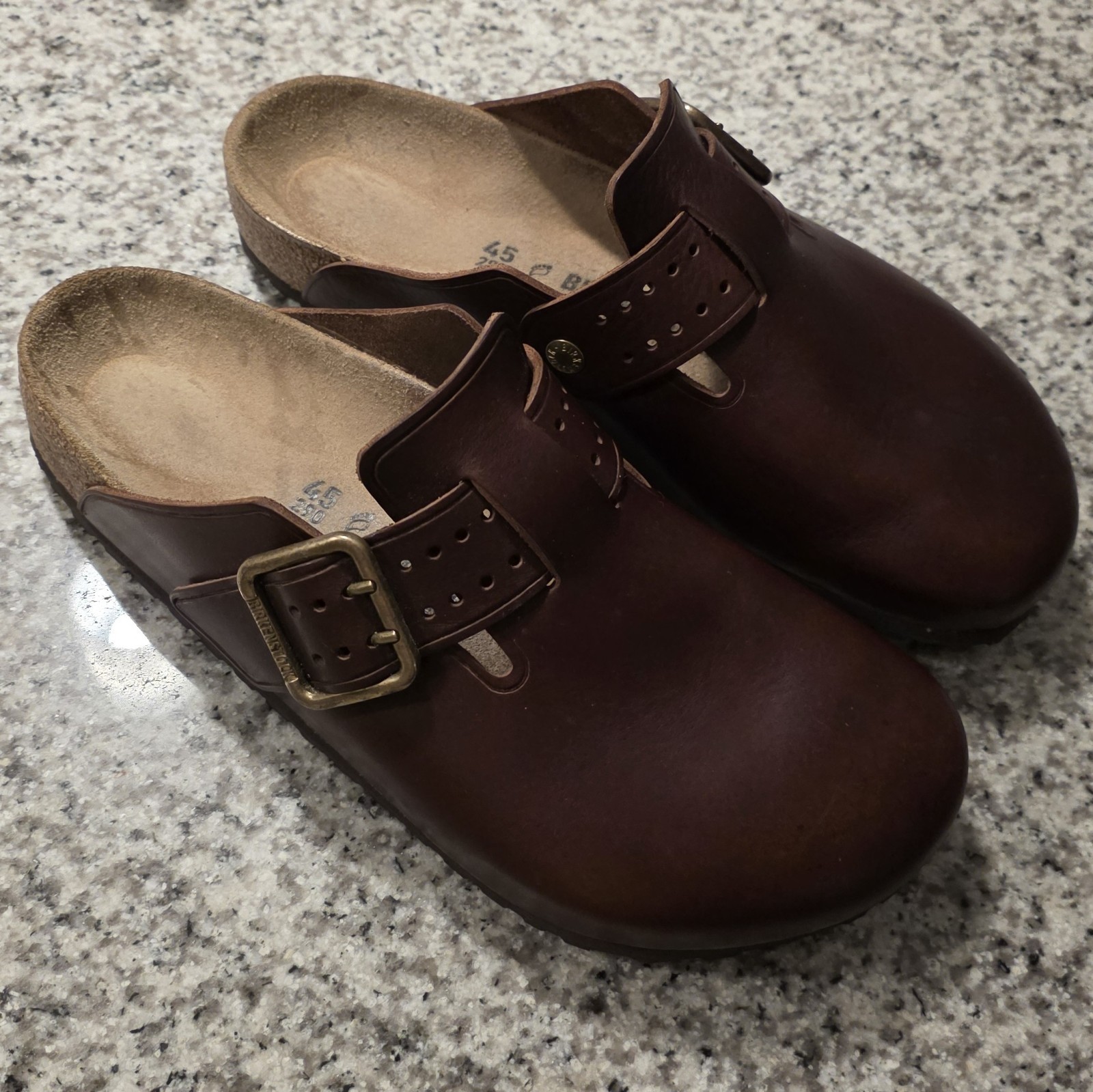 Birkenstock Boston Bold – Brown Leather – Unisex – Size 45 (Men’s 12-12.5)
