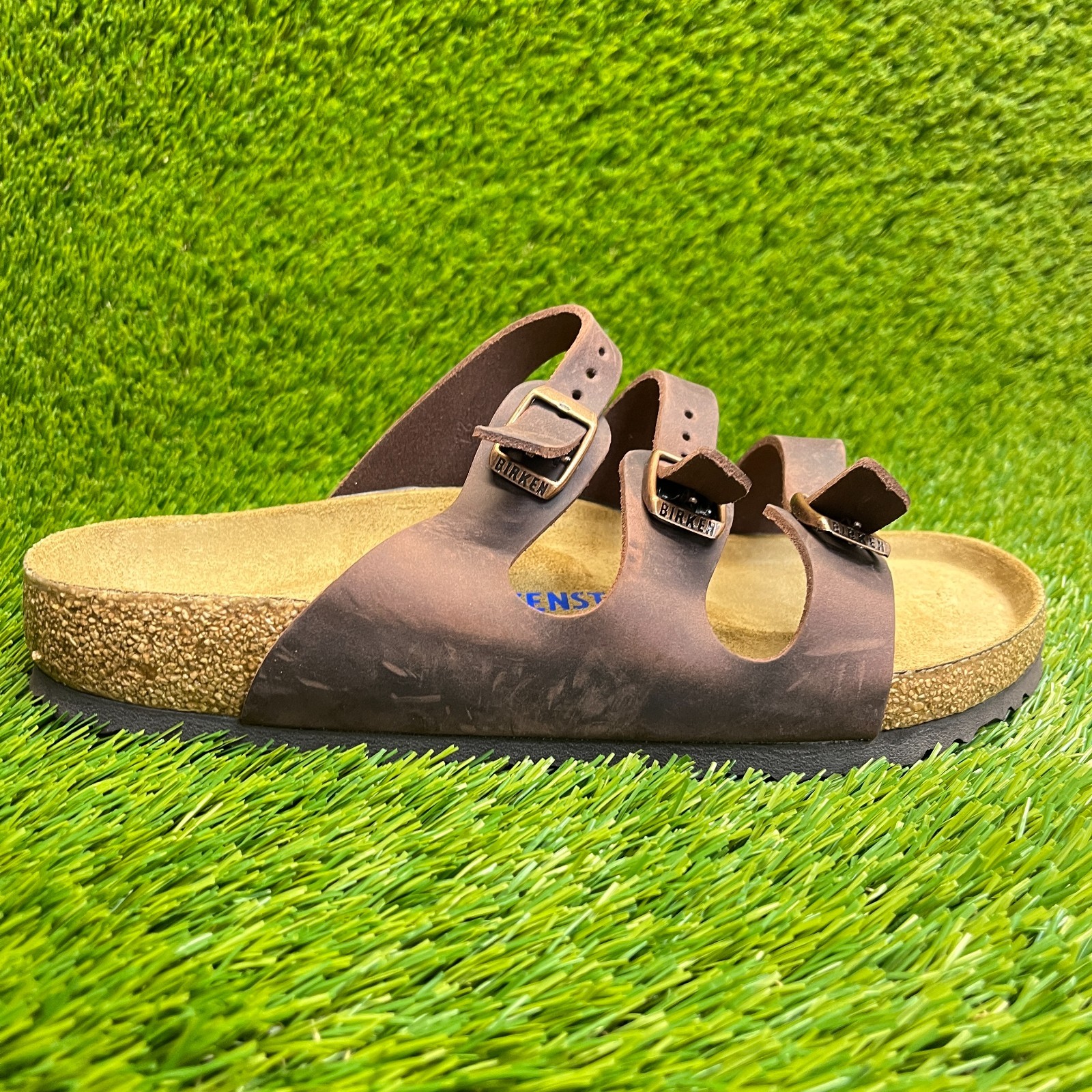 Birkenstock Florida Birko-Flor Mens Size 8 Brown Beach Walking Slide Sandals