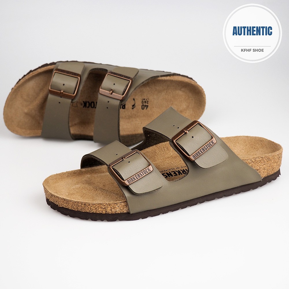Free Shipping Birkenstock Arizona Birkibuc in Stone Leather Shoes Unisex Sandals
