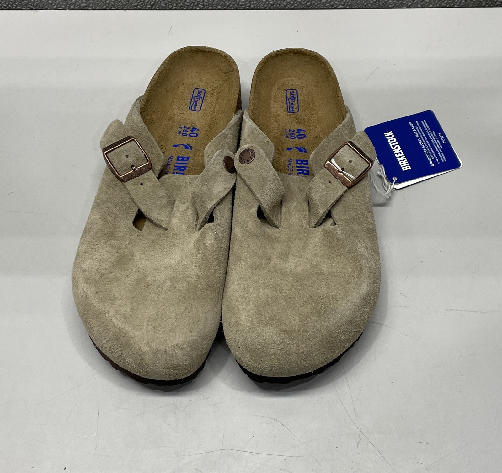 Birkenstock Boston BS Womens 9 Taupe Suede Slip On Comfort Clogs