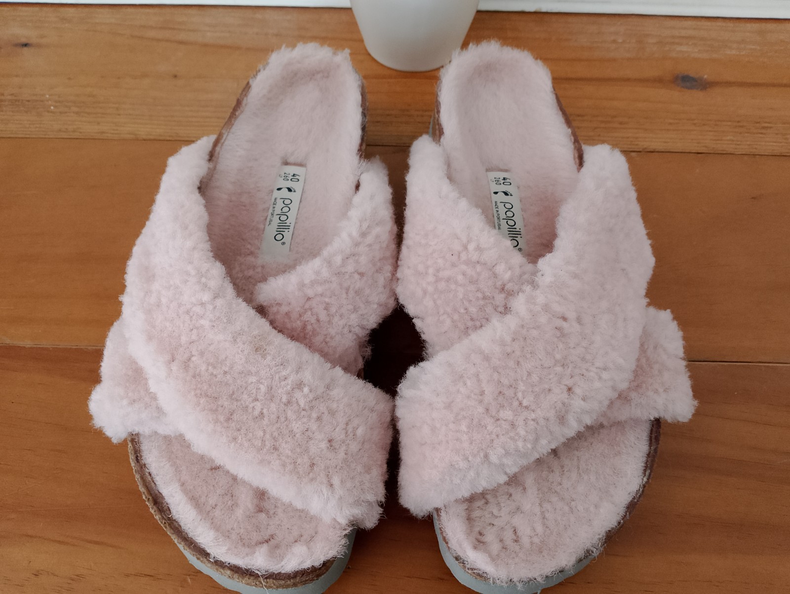 Birkenstock Papillio Daytona Shearling Teddy Crystal Rose Size 40.
