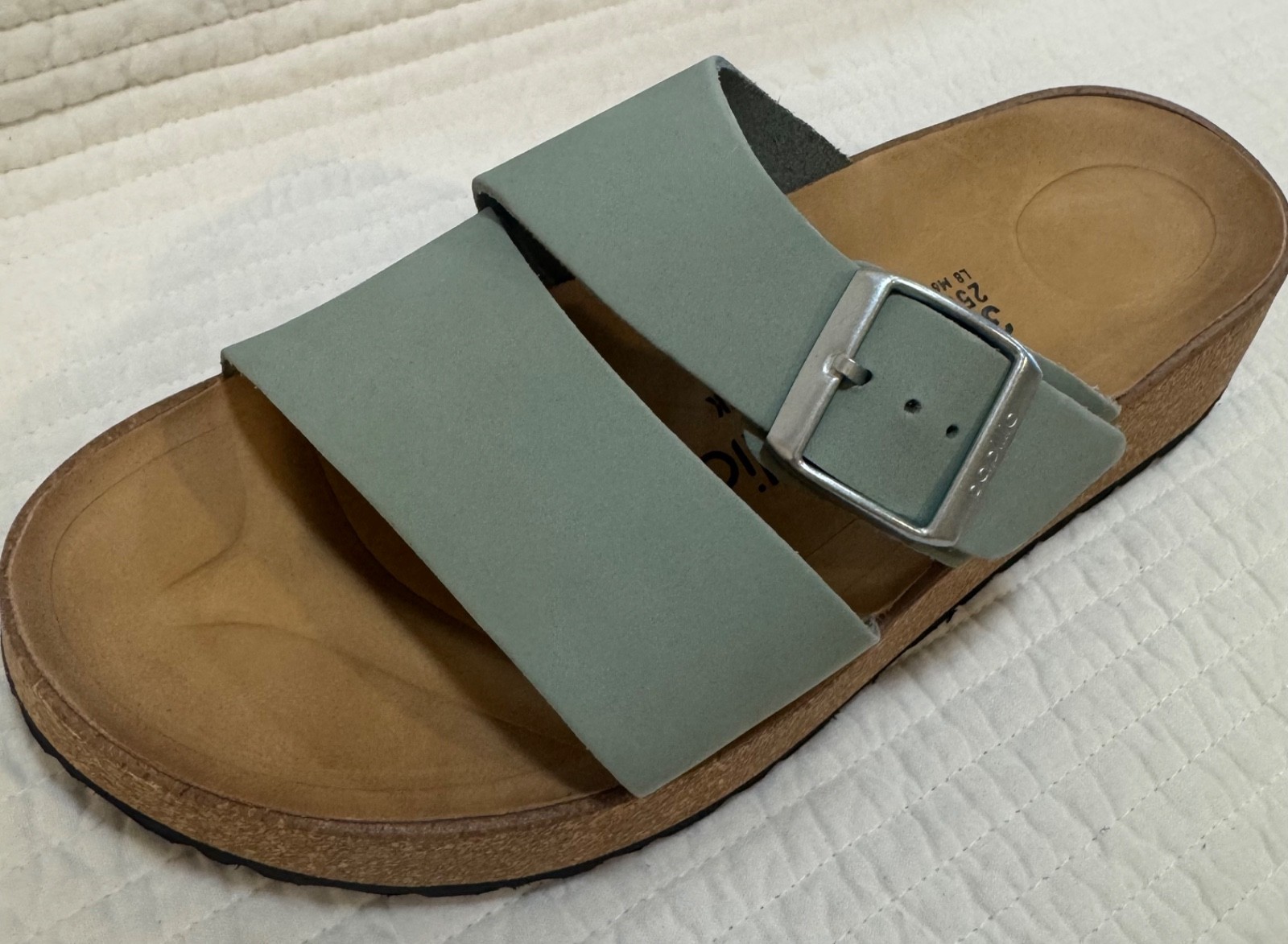 BIRKENSTOCK PAPILLIO ALMINA NUBUCK LEATHER PURE SAGE GREEN 38 Ladies 7 Narrow