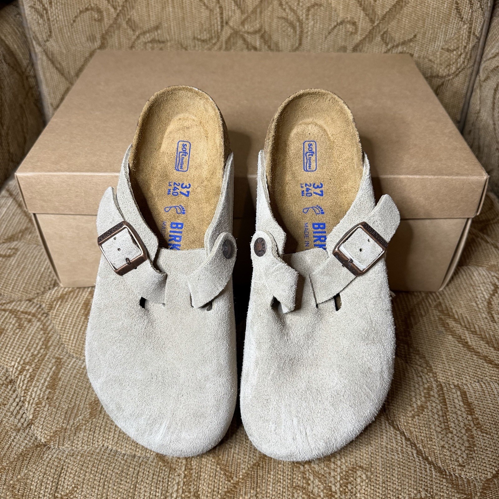 Birkenstock Boston Leather Clog Sandals | Taupe — Women’s Size 6 EU 37