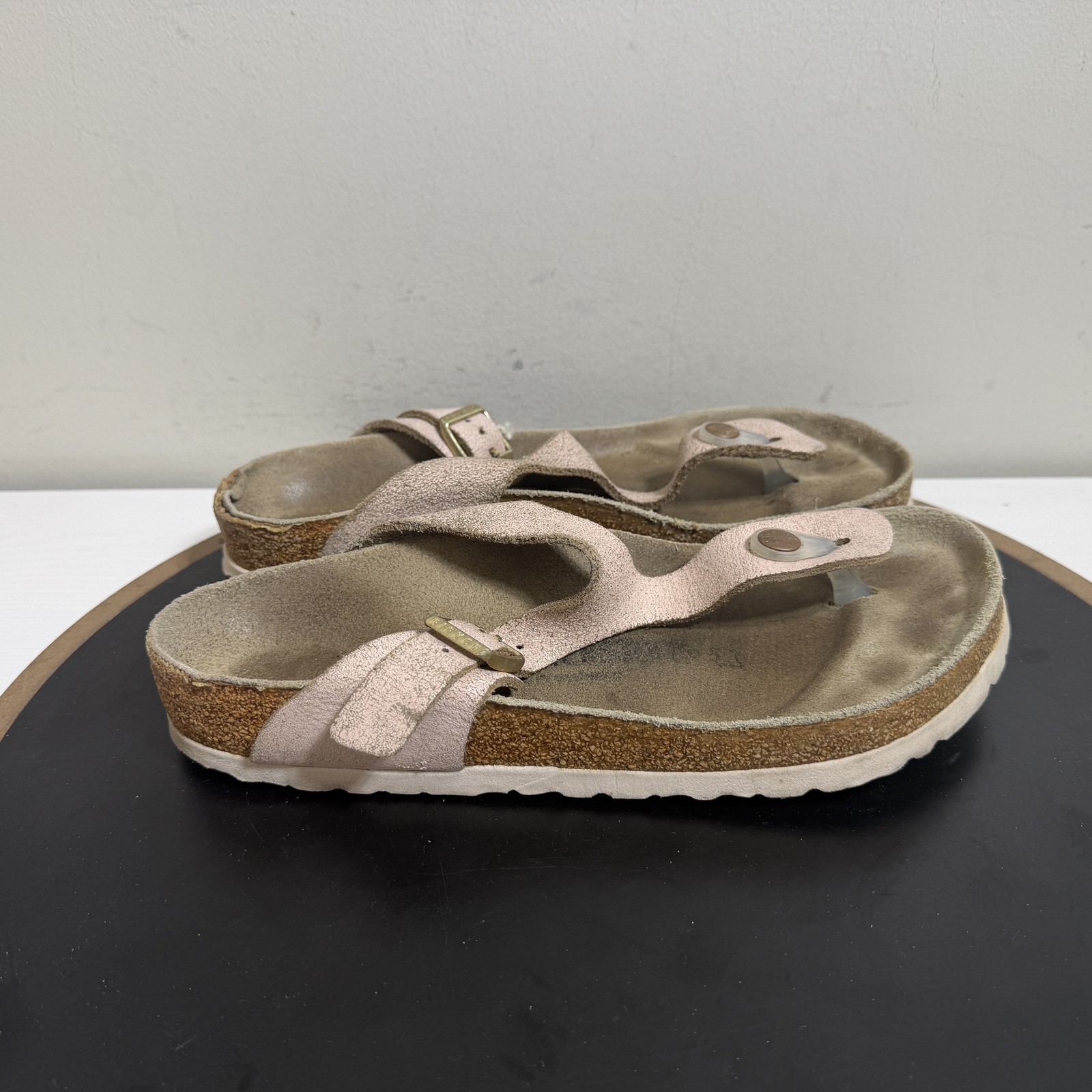 Birkenstock Gizeh Sandals Womens Size 6 37 Pink Leather Thong Comfort Slides