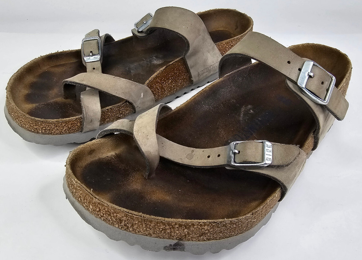 Birkenstock Mayari Toe Ring Brown Leather Strappy Sandals Women 9 – 9.5 EUR 40