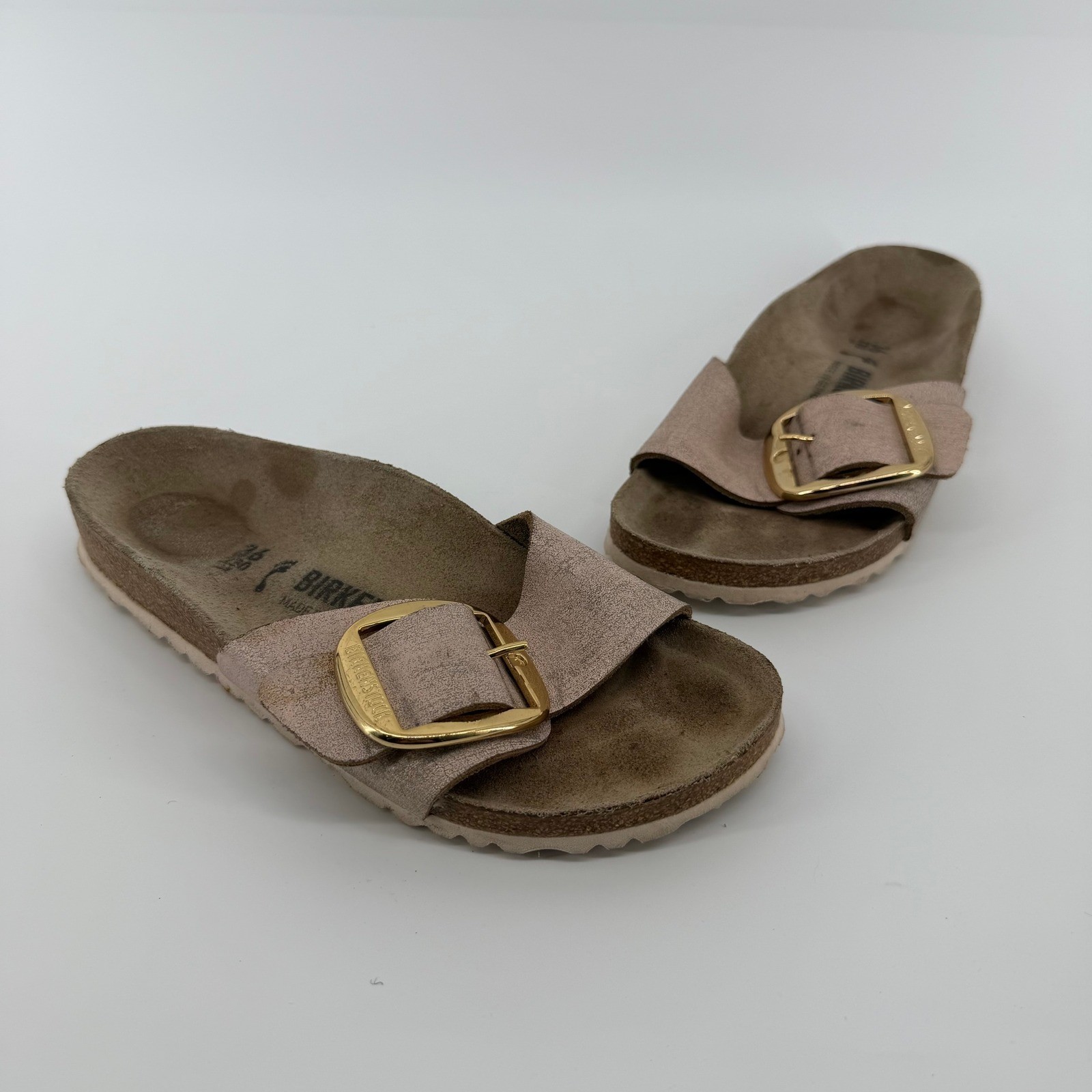 Birkenstock Madrid Big Buckle Women Size 36 Rose Pink Suede Slide Sandals Summer