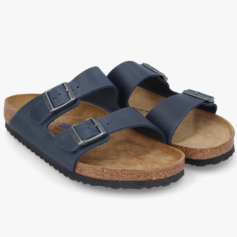 Birkenstock Arizona Blue Oiled Leather Soft Footbed Unisex Sandals