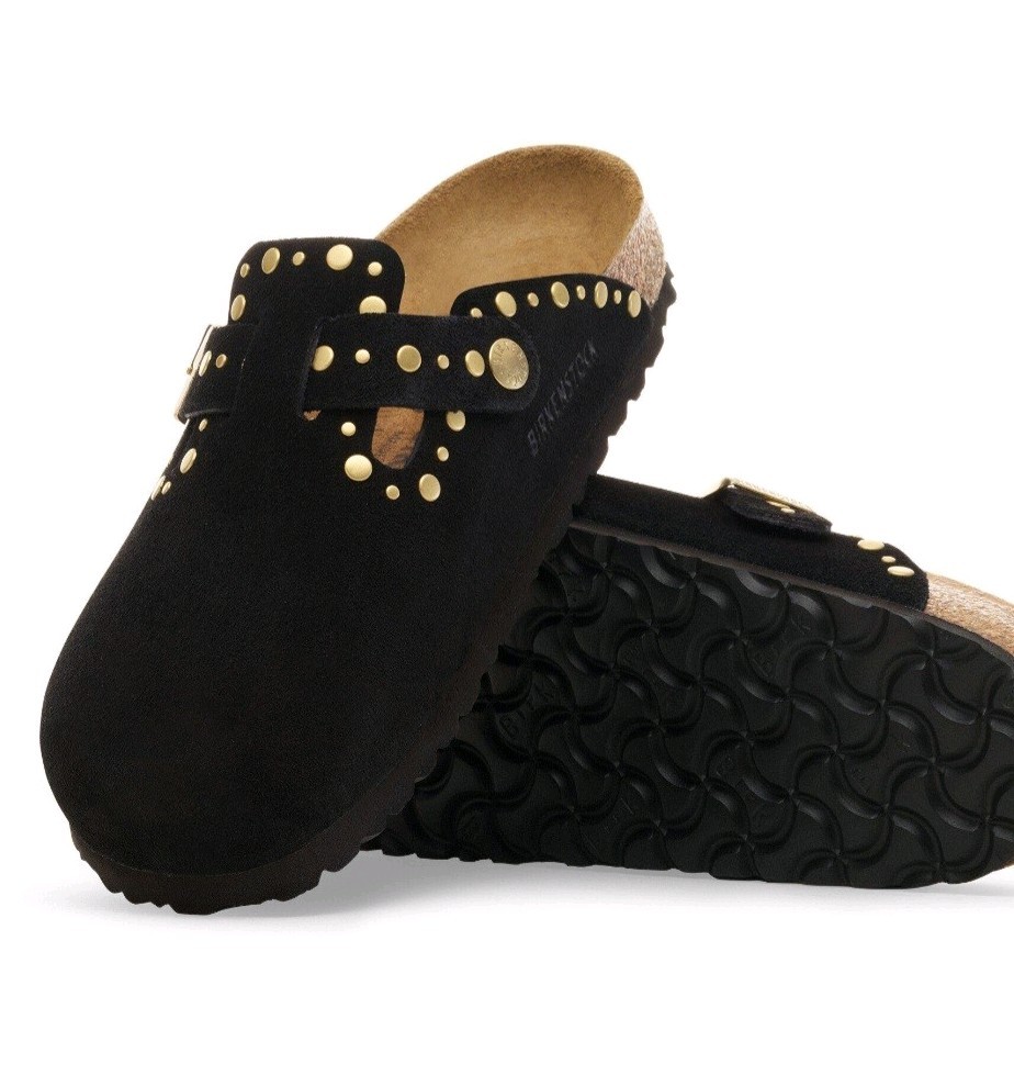 Birkenstock Boston Rivets Black Suede Clogs Women’s 40EU/9US Medium New No Box