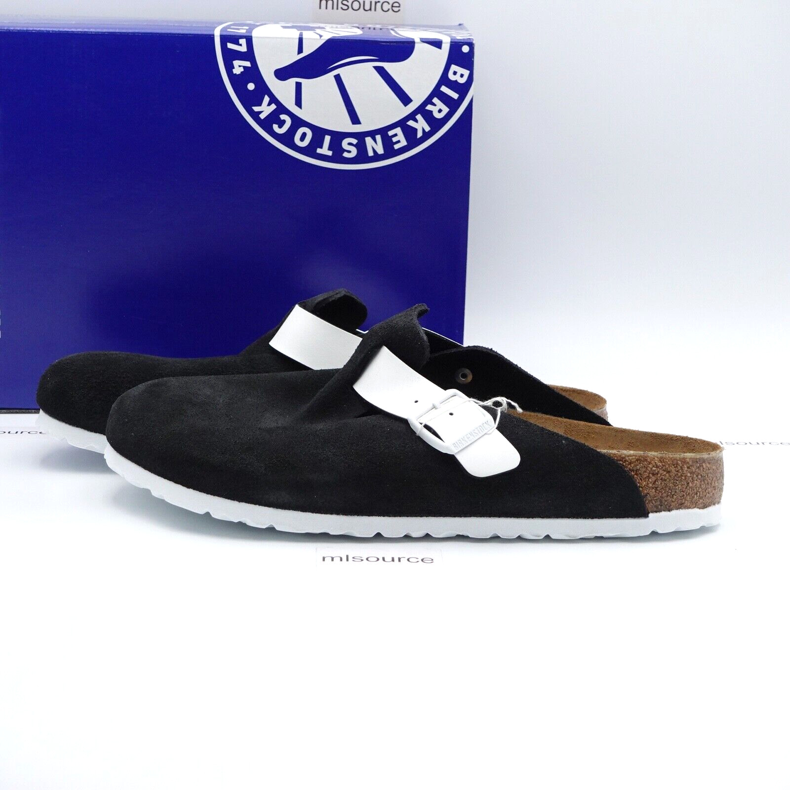 Birkenstock Boston BS Suede Clogs 1025895 Black/White Size 12 Men’s / EUR 45