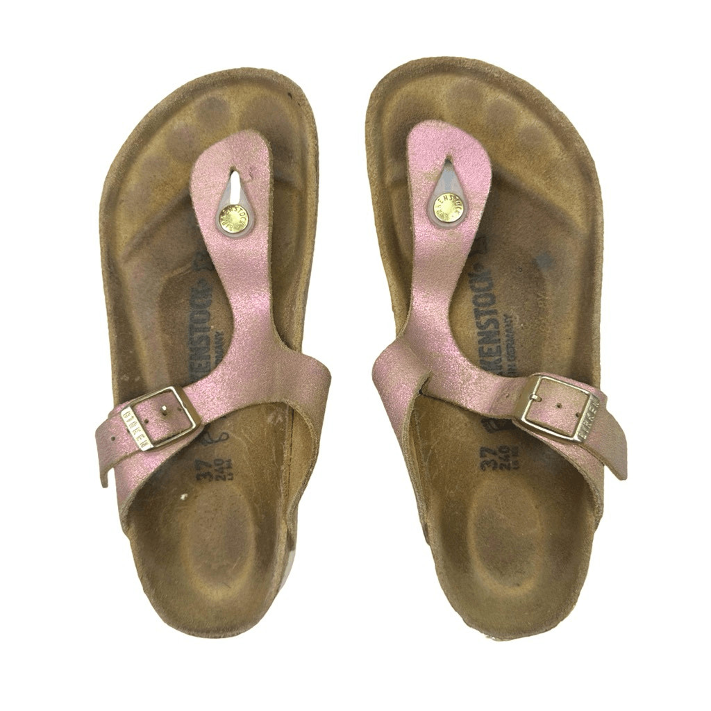 Birkenstock Gizeh Washed Metallic Pink Leather Sandals Size 37 (US 6-6.5) Shoes