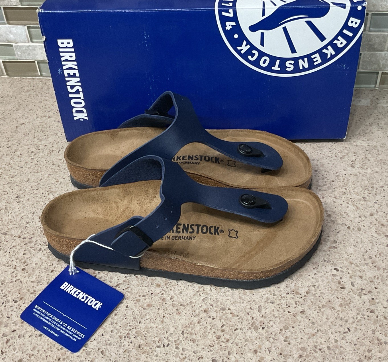 Birkenstock Gizeh Sandals 0143621 Sz 36 Regular Fit Blue Womens 5 Mens 3  NEW