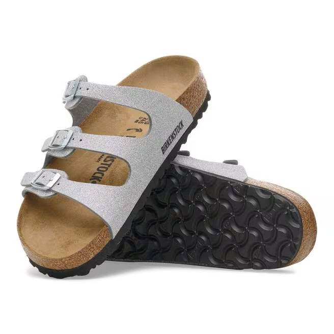 Birkenstock Florida Sandal Glitter Silver Birko-Flor Women’s 40/9-9.5 New $118