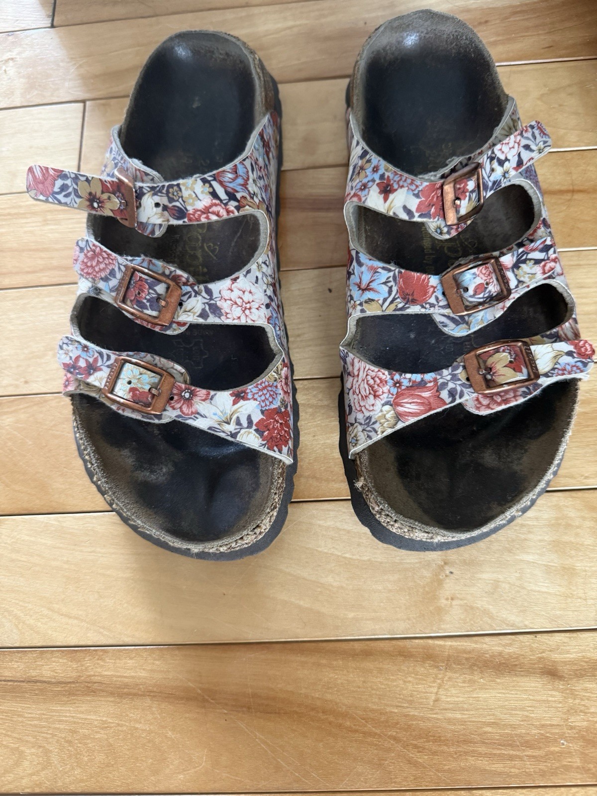 Birkenstock Papillio Florida Floral Women’s Sz 7 Triple Buckle Sandals EU 37