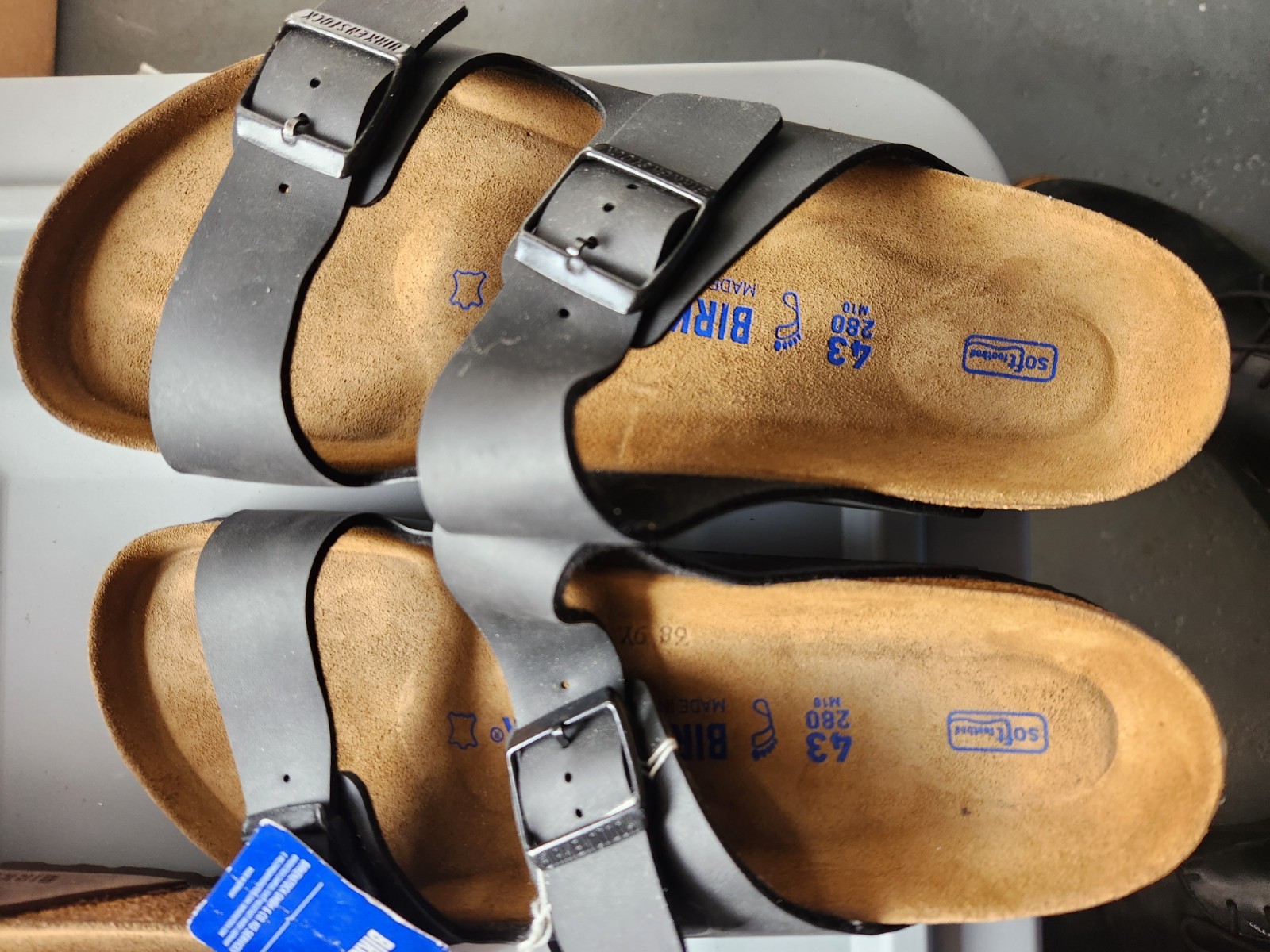 Birkenstock Arizona Birkibuc Leather Suede Footbed Unisex Sandals Black EU 43