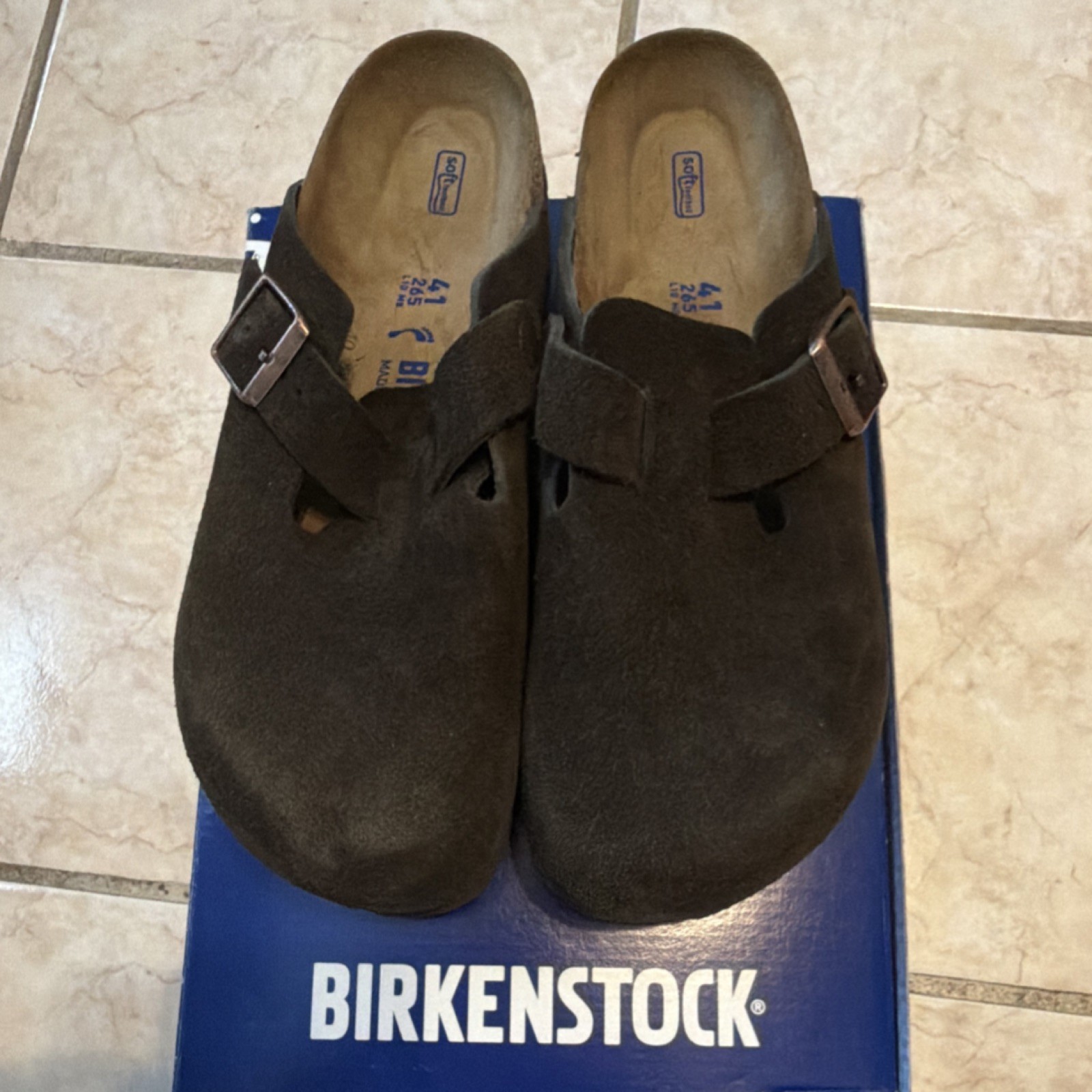 Birkenstock Boston BS Mocca Men’s Leather Sandals Brown Narrow EU 41/10w/8m