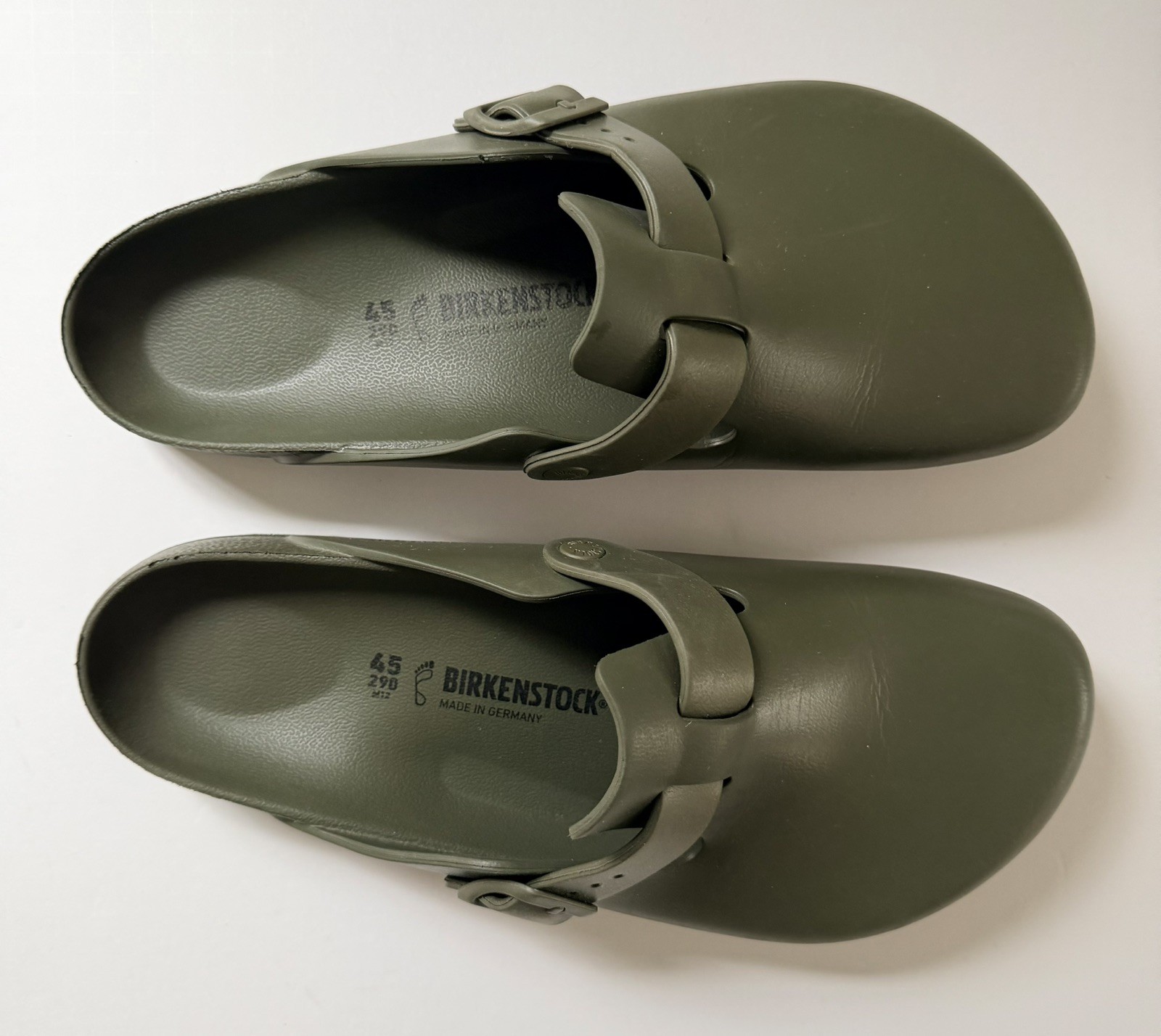 Birkenstock Boston EVA Essentials Mens Clog Size 45 US 12 Olive Barely Worn