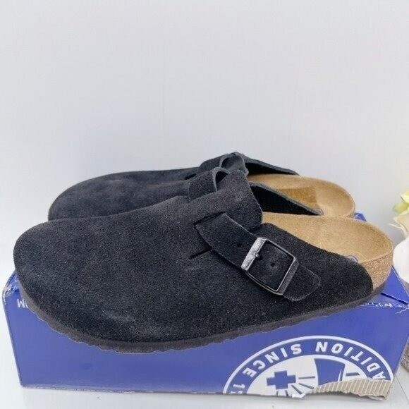 Birkenstock Boston Soft Footbed Clog Black Suede EU 38 Womens US 7- 7.5