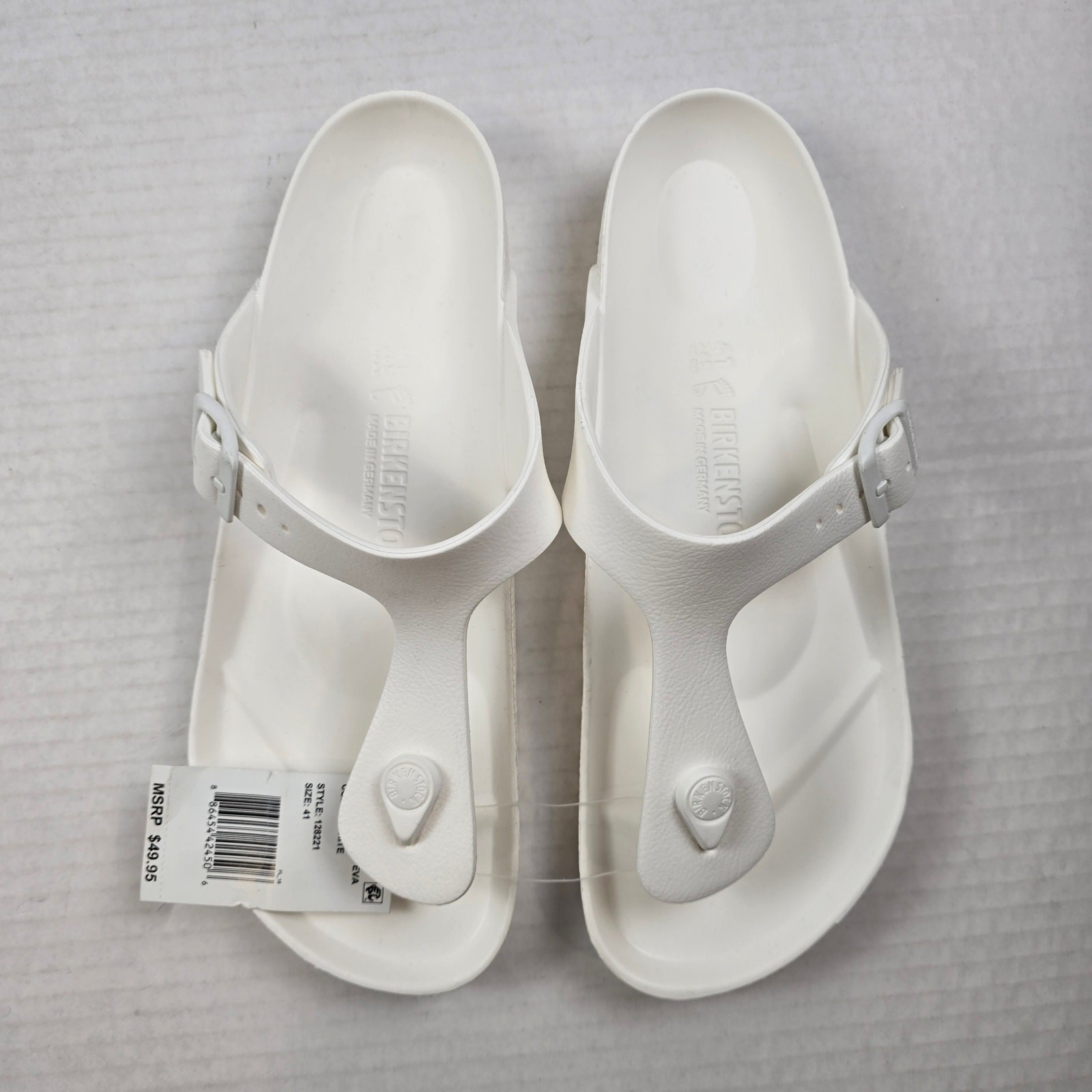 Birkenstock Gizeh EVA Sandals Size 41/L10/M8 White Slip On Thong Regular Fit