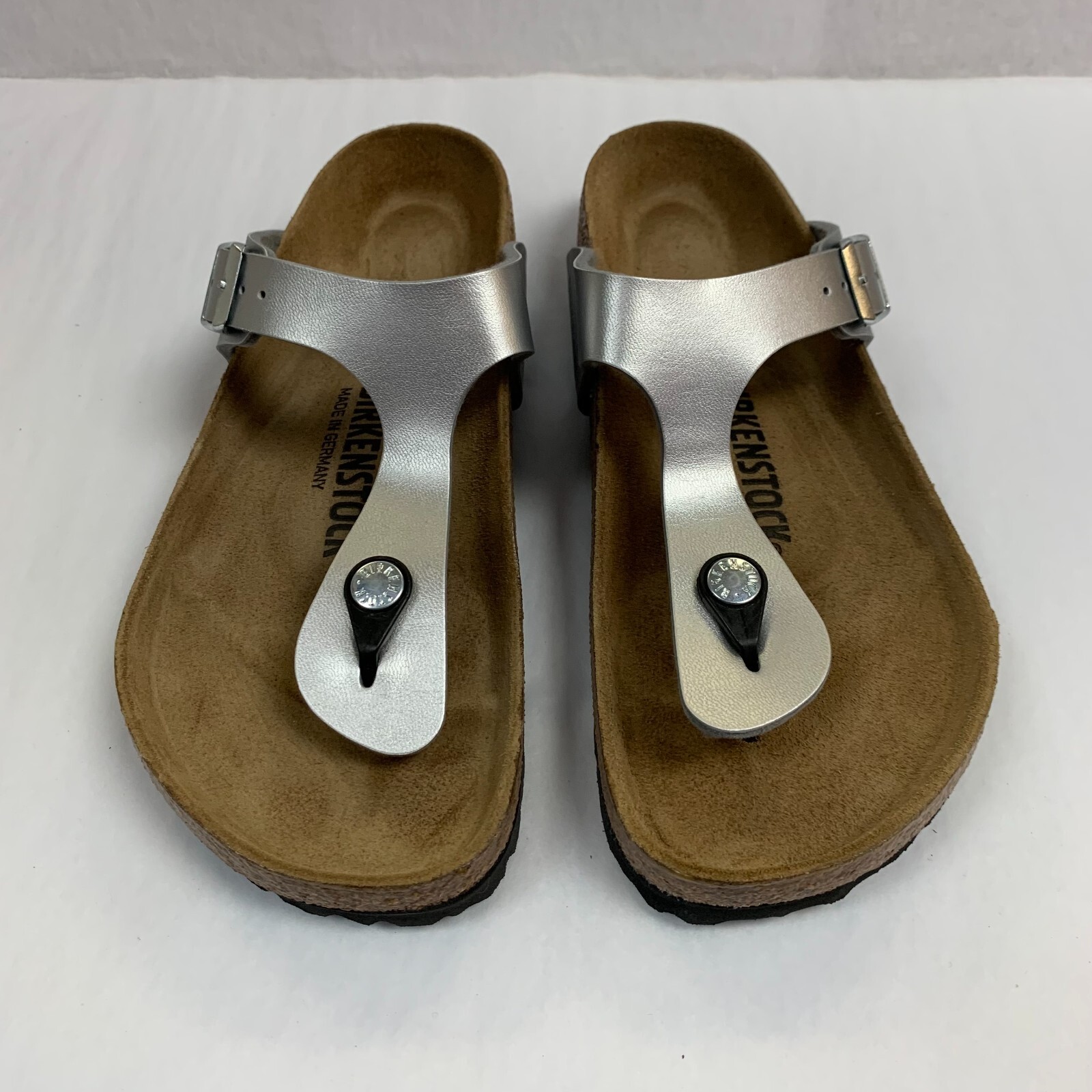 Birkenstock New w/ Box Gizeh Silver Birko Flor Regular Width – Select Size