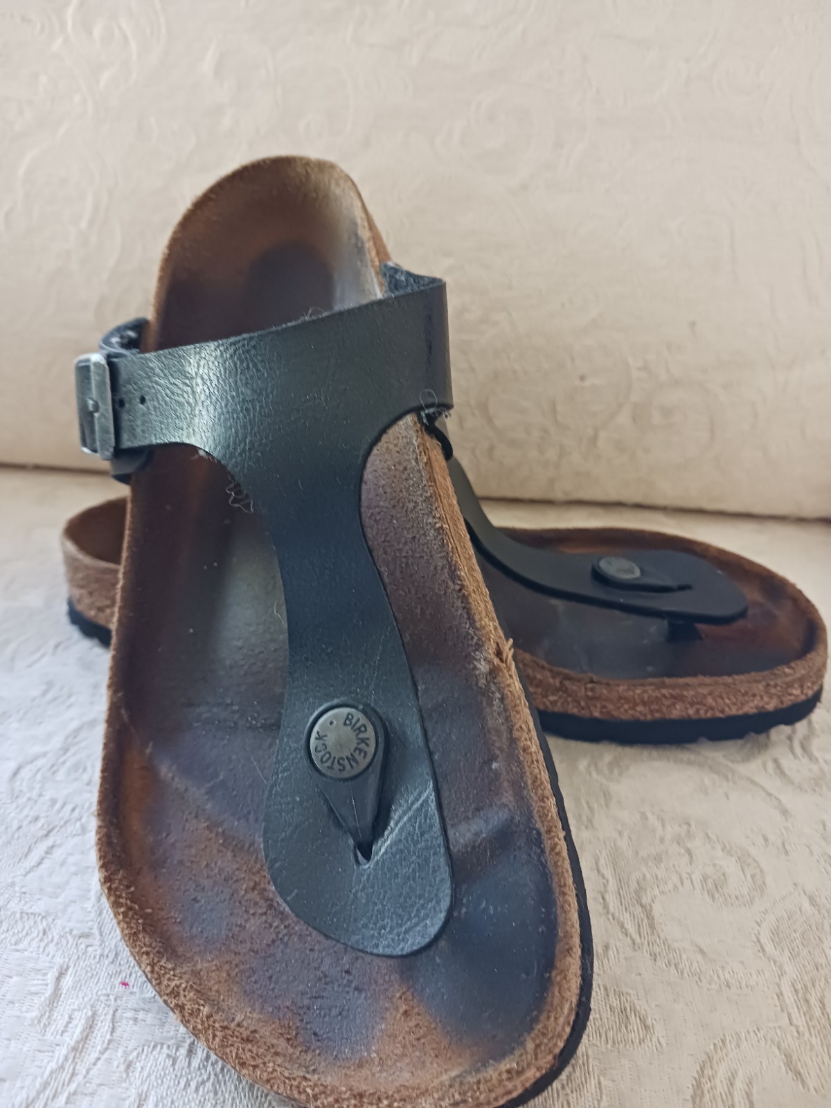 Birkenstock Pappillio Gizeh Black  Thong Sandal Size 38 EU 8 US Cork Sole German