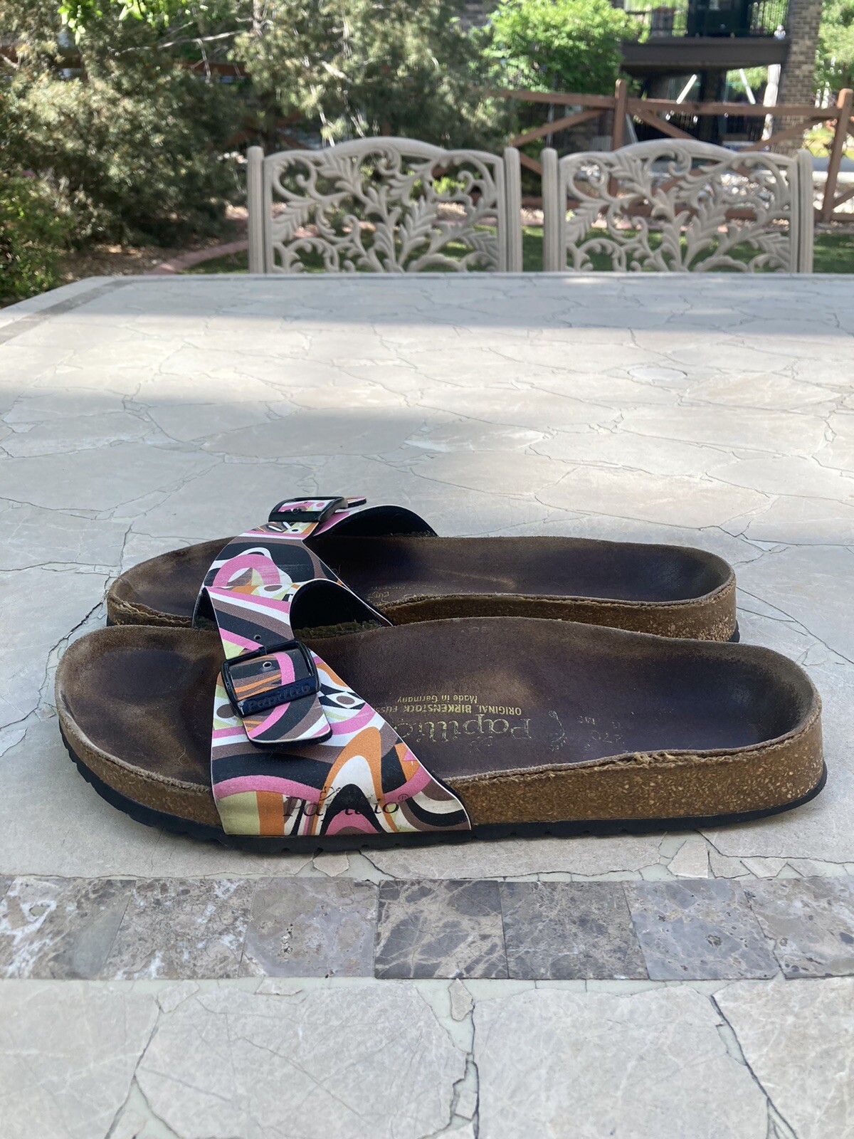 Papillio Birkenstock Madrid Womens 11 Leather Multicolor Pastel Geometric Sandal