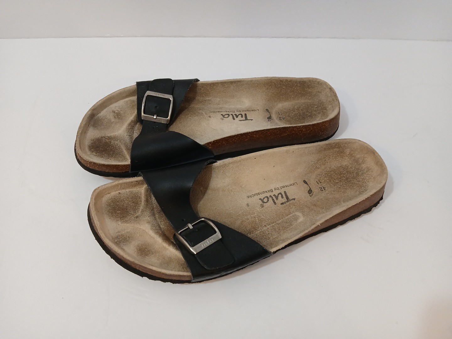 Tula by Birkenstock Women’s Madrid Black Leather Slide Sandals Size 42 US 11