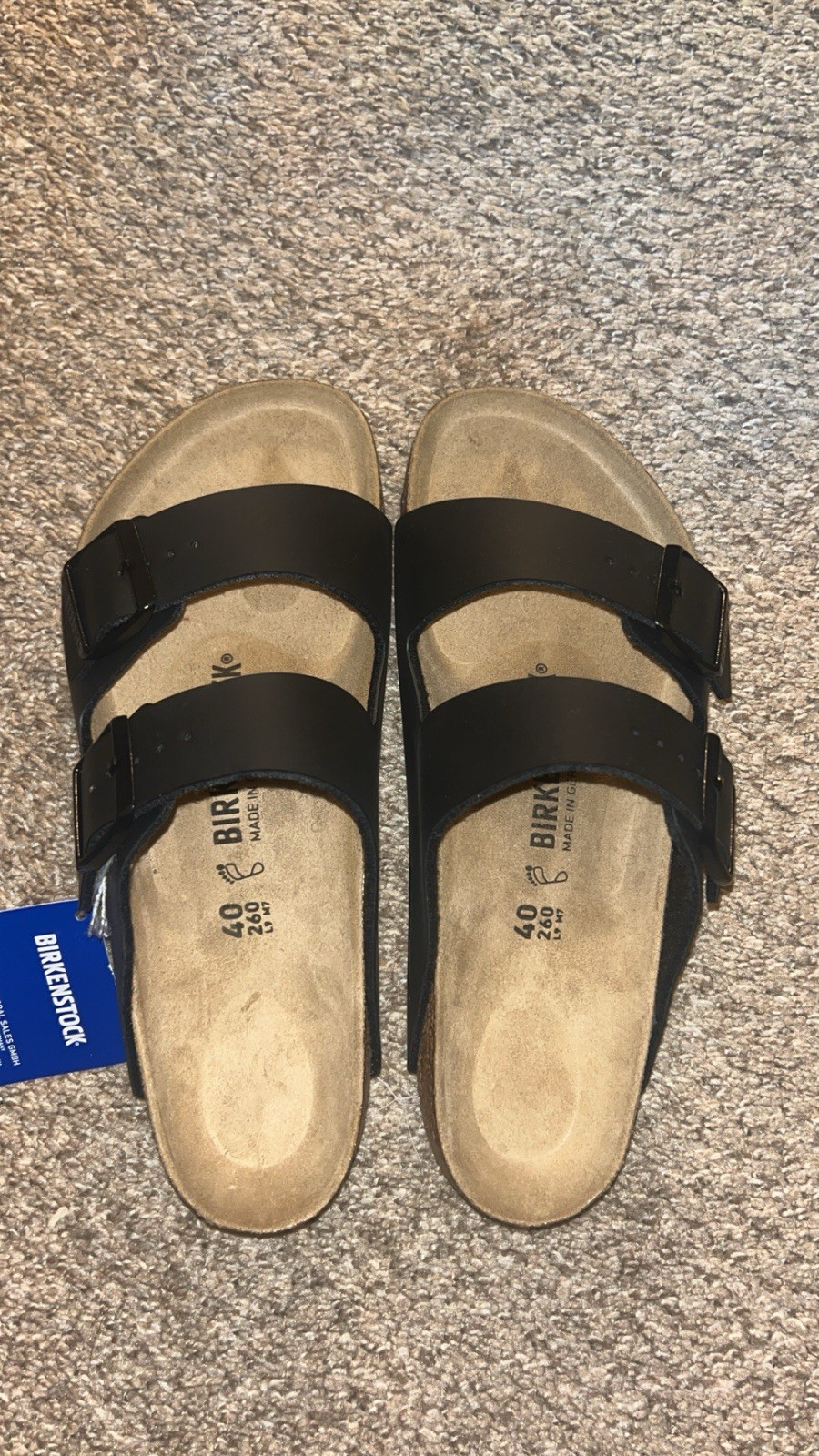 Black Leather Birkenstock Arizona Sandals / size: 40 / 9 women’s