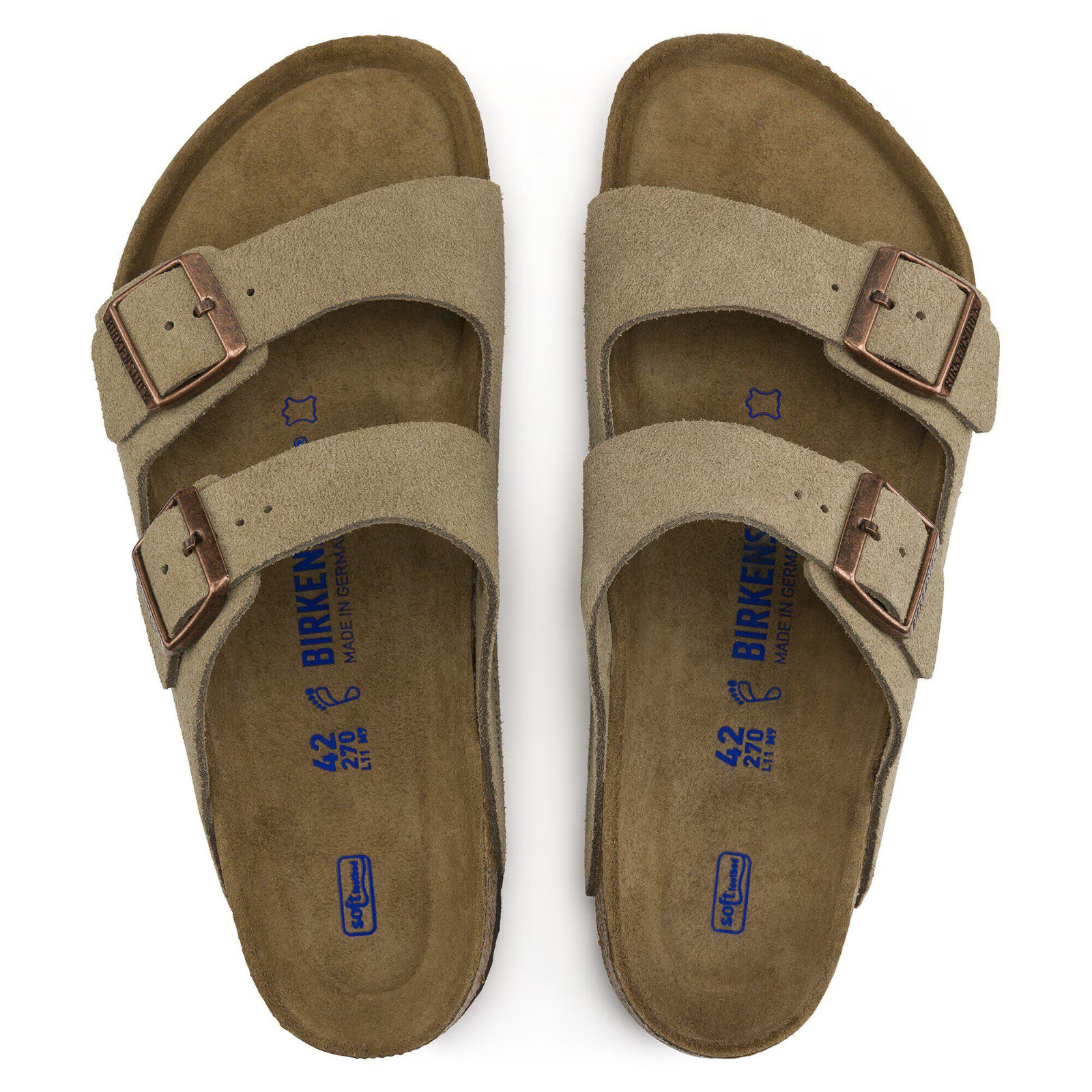 Birkenstock Arizona Soft Footbed Taupe Suede Leather Sandals Unisex Shoes