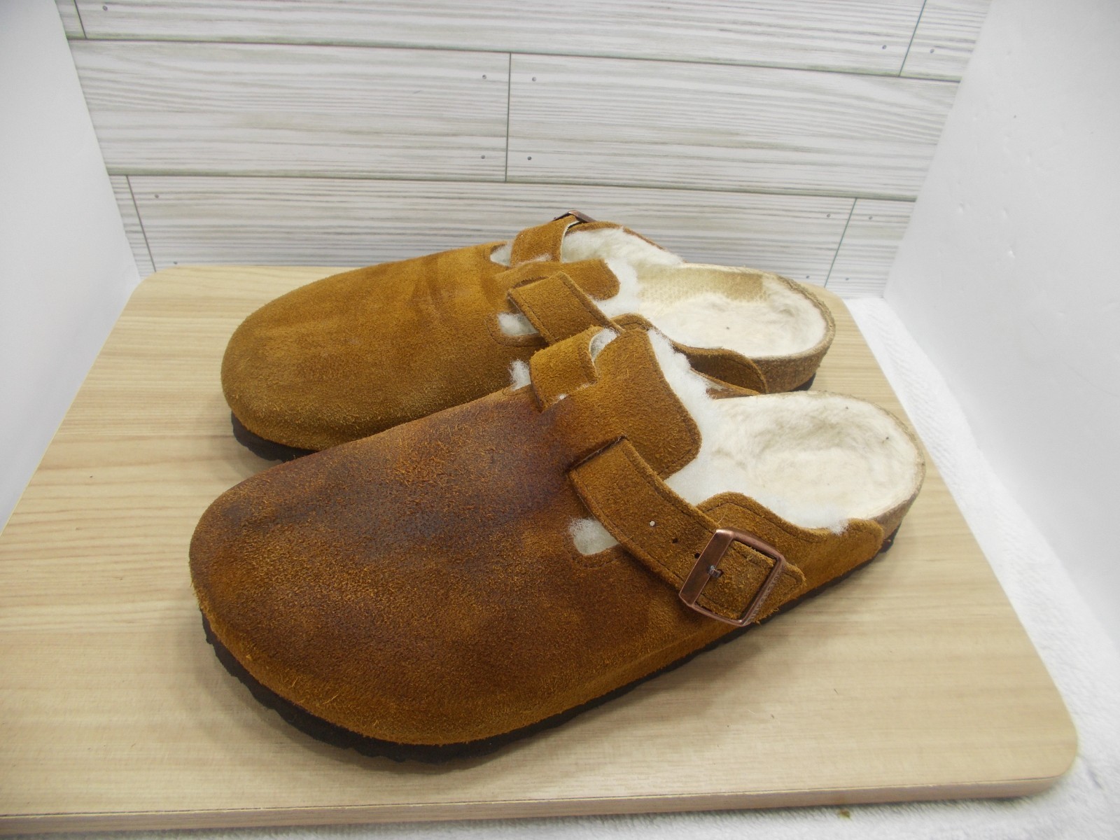 BIRKENSTOCK Boston Suede Shearling Lined Clogs Mules Shoes Women’s 40/US 9-9.5