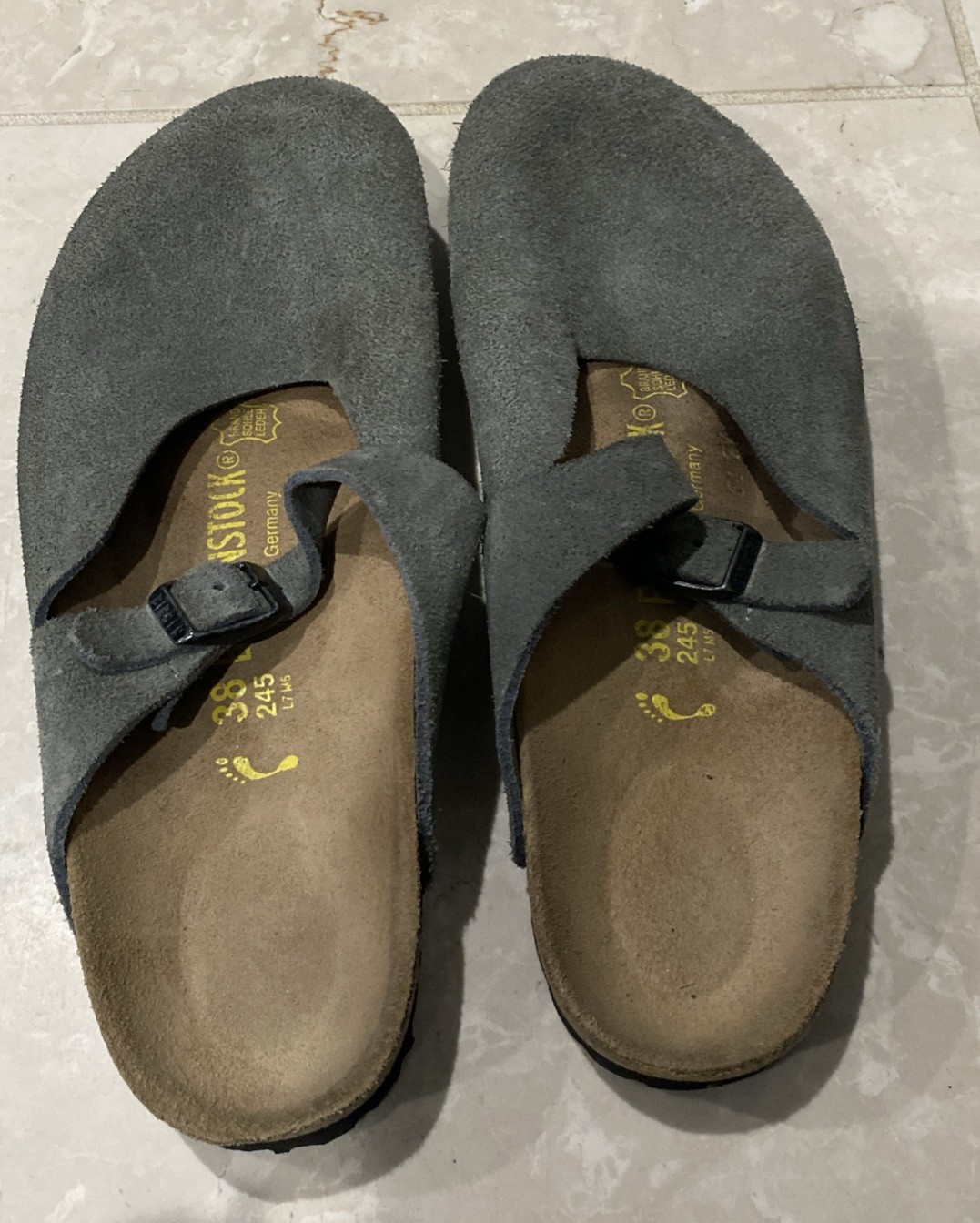 Birkenstock Boston USA L7 M5 Suede/Leather Slip On Sandal Mint Green