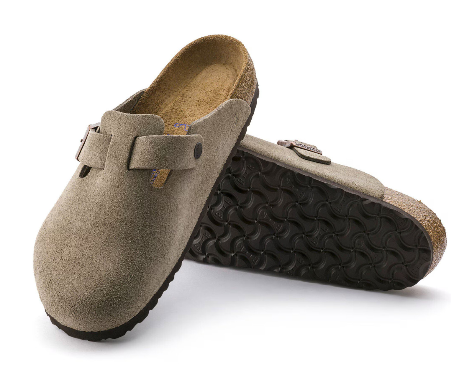 Birkenstock Boston Soft Footbed Taupe Tan Suede Clogs Size 40 L9 M7 Reg Sandals