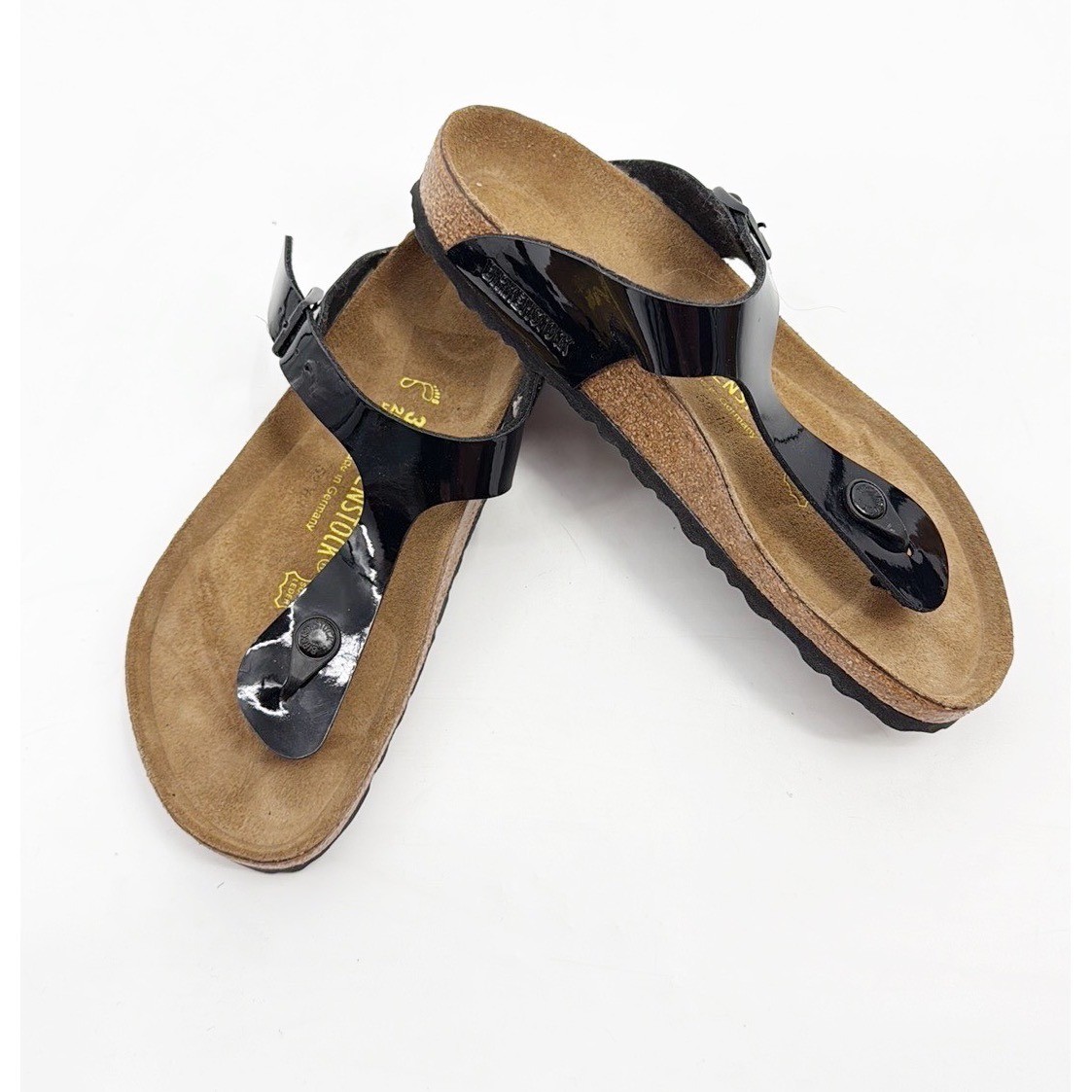 Birkenstock Gizeh Patent Leather Thong Sandals Black Size 39 EU 8 US NWOT