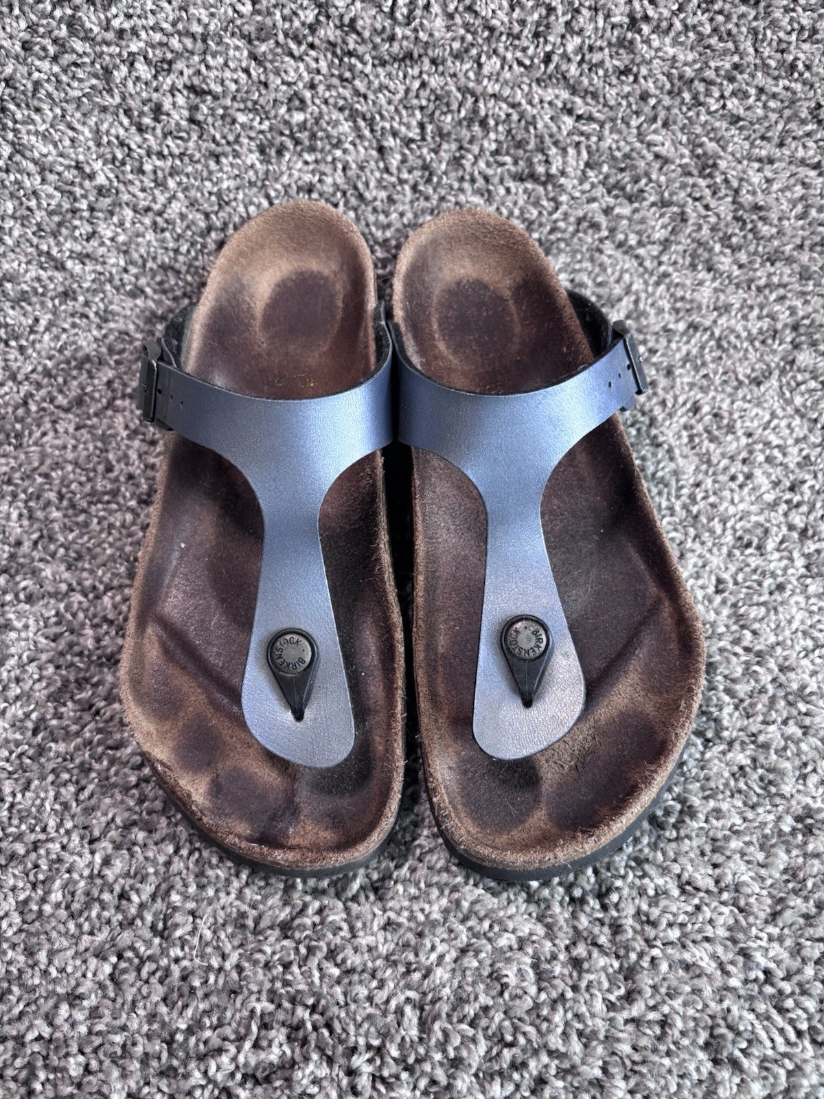 Birkenstock Gizeh Thong Sandal Metallic Strap Women’s 8 Minimalist Cork Sole